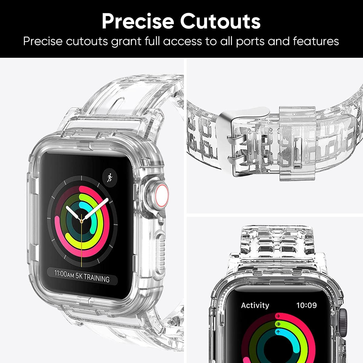 Compatible for Apple Watch Band 45Mm 44Mm 42Mm with Bumper Case - Sports Men Women Bands for Iwatch Series 6 5 4 3 2 1 SE, TPU Rugged Sports Band with Full Protection Case for Girl/Women…