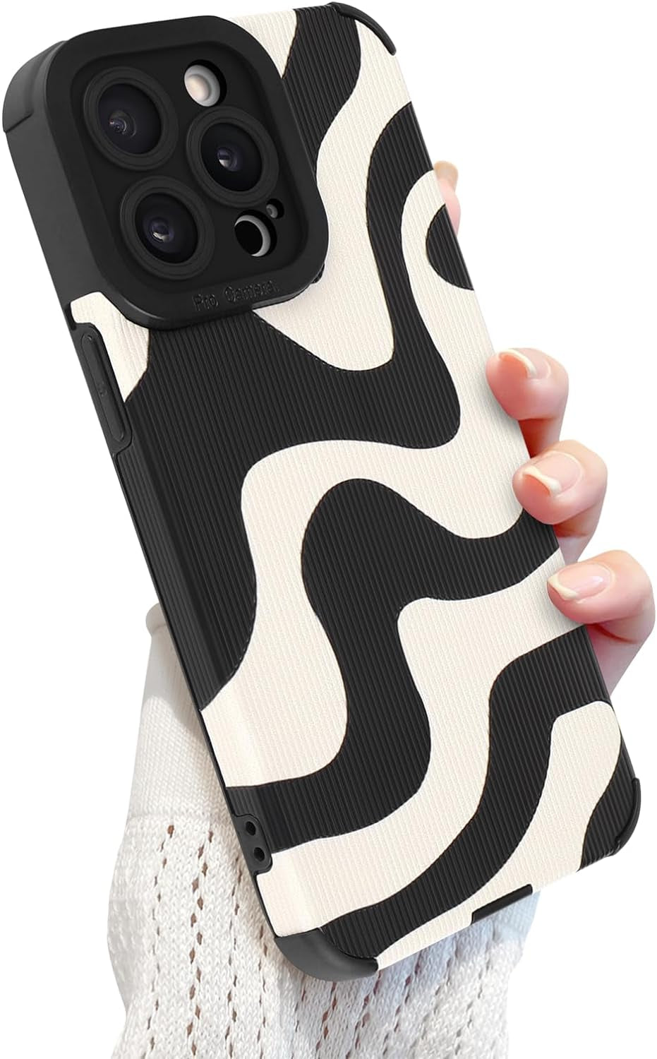 Newseego for Iphone 15 Pro Max Case, Cute Zebra Wave Pattern Design Case for Women Girls Soft TPU Bumper Anti-Scratch Shockproof Full Camera Protective Case Cover for Iphone 15 Pro Max-Black White  Generic Black White  