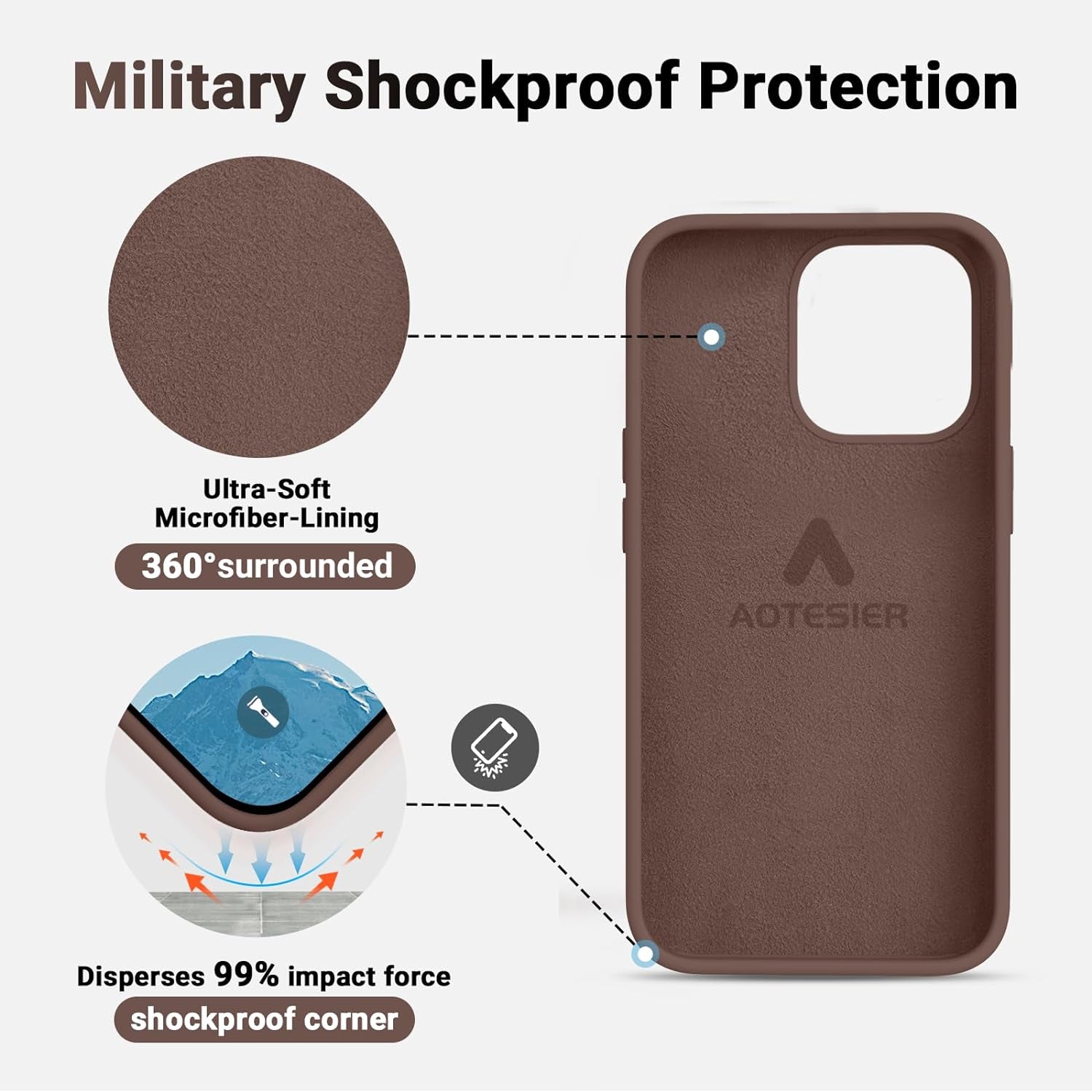 AOTESIER Shockproof Series Iphone 14 Pro Max Case, Silicone Ultra Slim Thin Cover, Full-Body Protective Phone Case for Iphone 14 Promax Case, 6.7 Inch, Chocolate  AOTESIER   