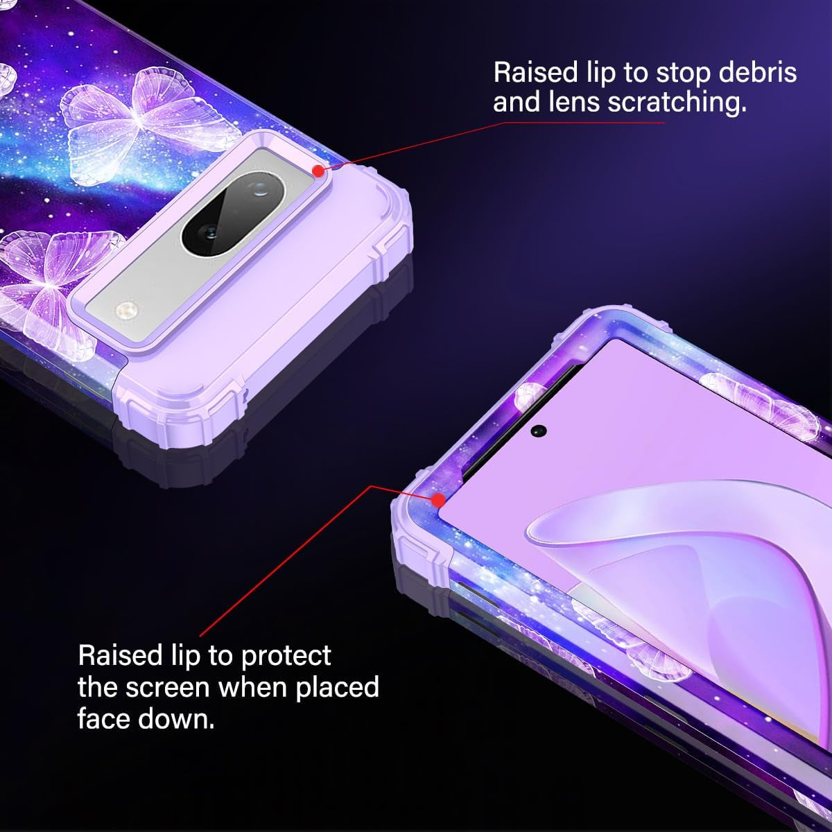 Casetego Compatible with Google Pixel 7A Case,Three Layer Heavy Duty Sturdy Shockproof Full Body Rugged Hard Pc+Soft TPU Bumper Protective Case for Google Pixel 7A 5G 2023,Butterfly  Casetego   