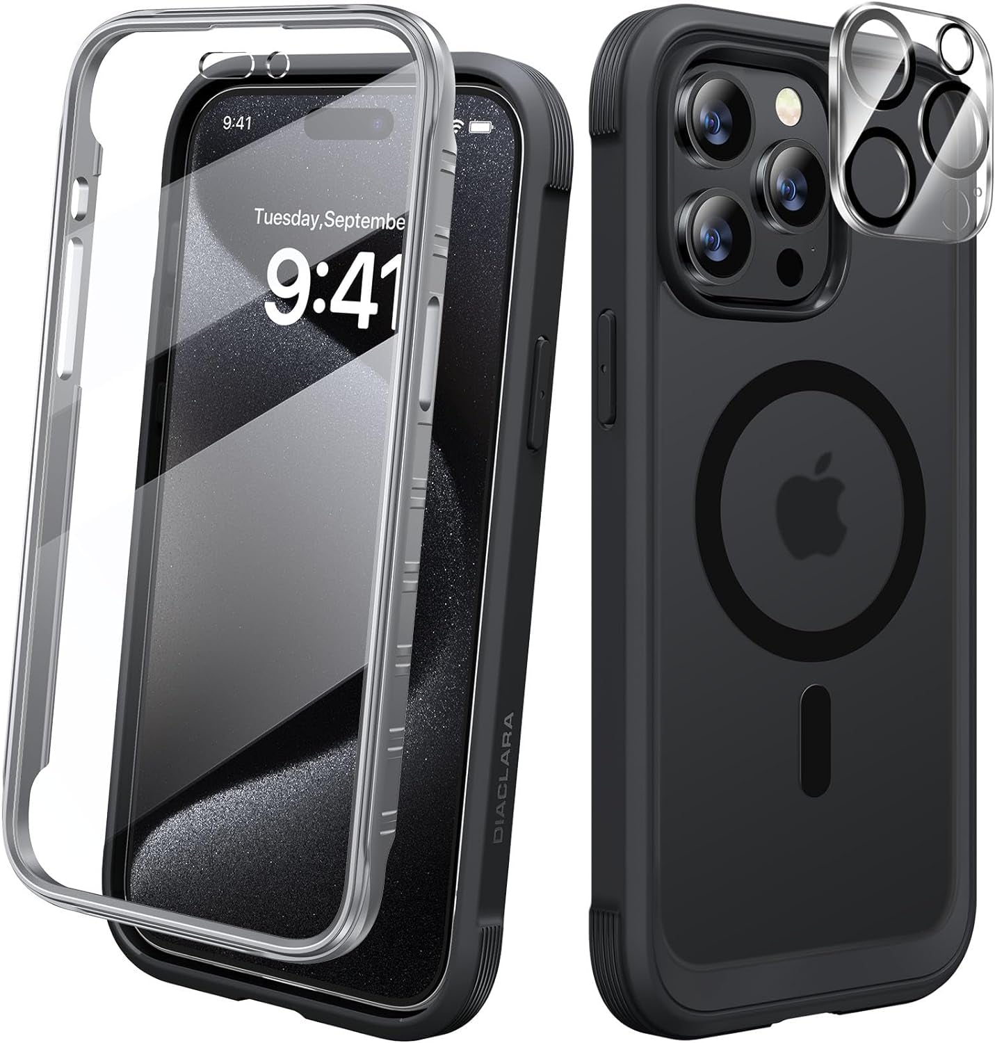 Diaclara Designed for Iphone 15 Pro Case, Full Body Rugged Case with Built-In Touch Sensitive Anti-Scratch Screen Protector, with Camera Lens Protector for Iphone 15 Pro 6.1",Frosted Clear  Diaclara   