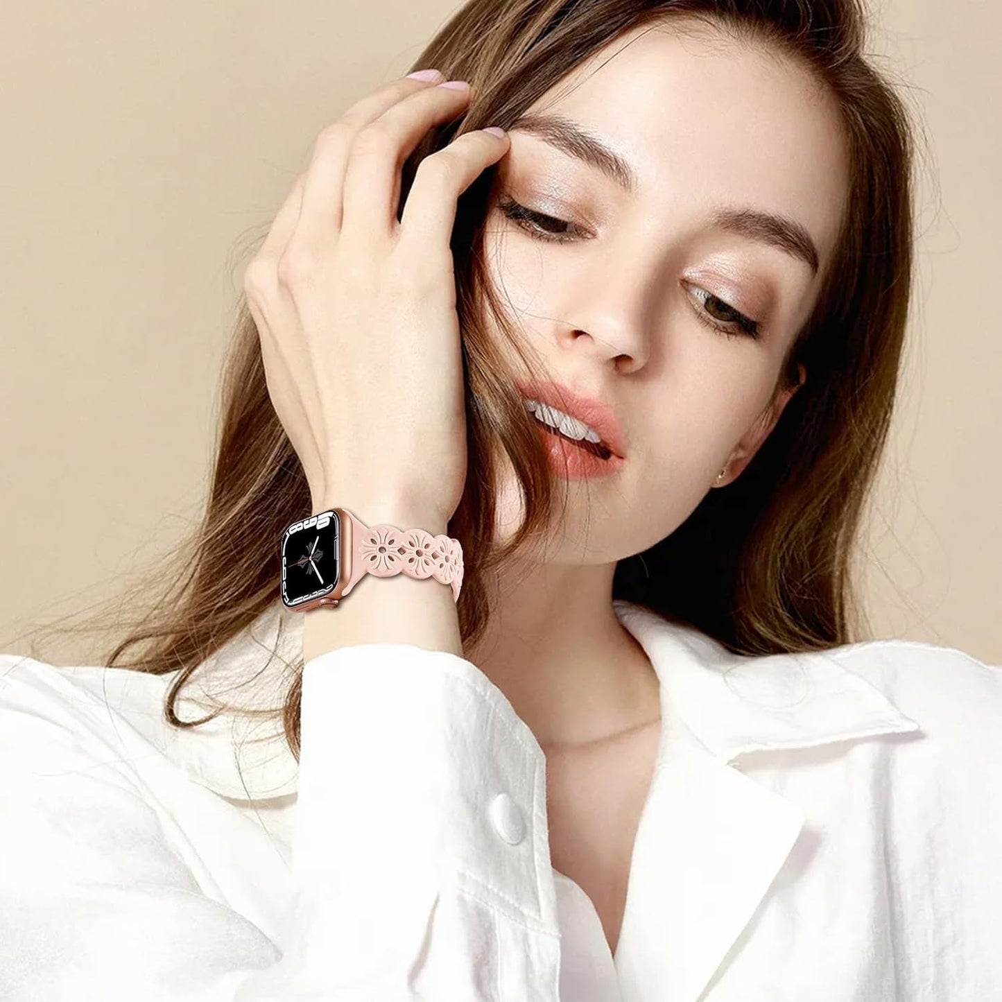 3 Pack Engraved Lace Silicone Bands Compatible with Apple Watch Band 38Mm 40Mm 41Mm 42Mm 44Mm 45Mm 49Mm Women Men, Slim Thin Hollow-Out Sport Strap for Iwatch Series 9/8/7/6/5/4/3/2/1 SE Ultra 2/1