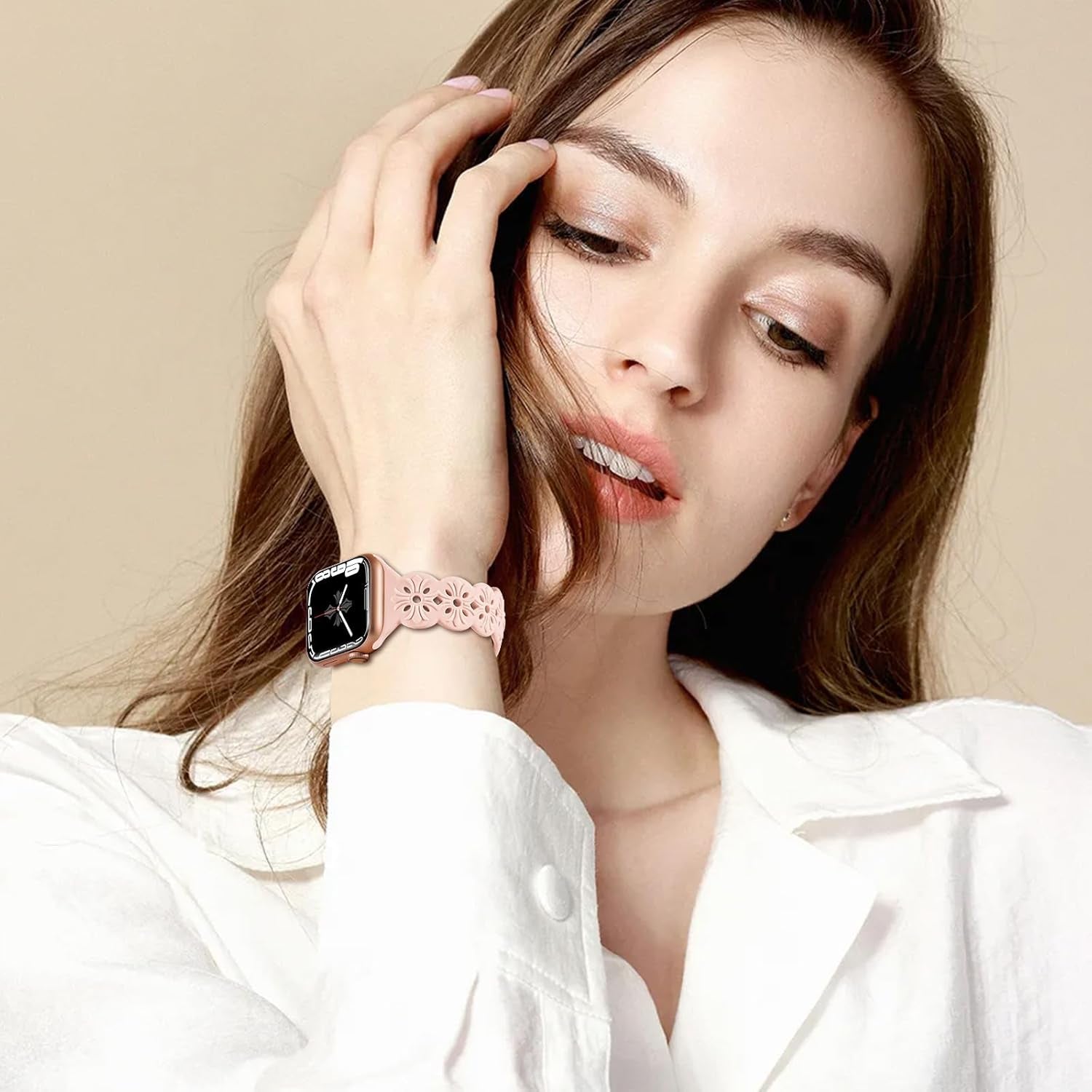 3 Pack Engraved Lace Silicone Bands Compatible with Apple Watch Band 38Mm 40Mm 41Mm 42Mm 44Mm 45Mm 49Mm Women Men, Slim Thin Hollow-Out Sport Strap for Iwatch Series 9/8/7/6/5/4/3/2/1 SE Ultra 2/1