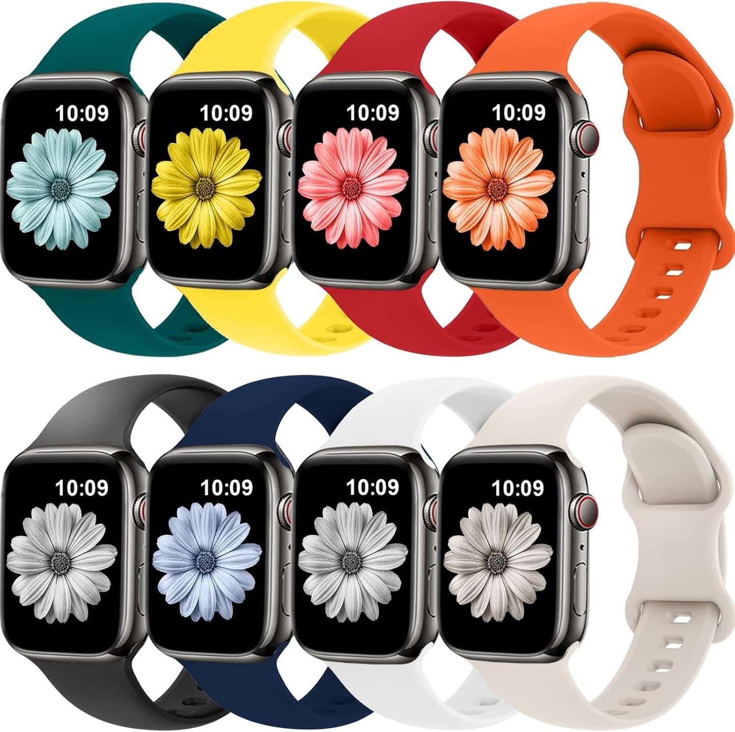 Bands Compatible with Apple Watch Band 38Mm 40Mm 41Mm 42Mm 44Mm 45Mm 49Mm for Women Men,Silicone Iwatch Bands Replacement Strap Wristbands for Iwatch Series 9 8 7 6 5 4 3 2 1 SE Ultra.