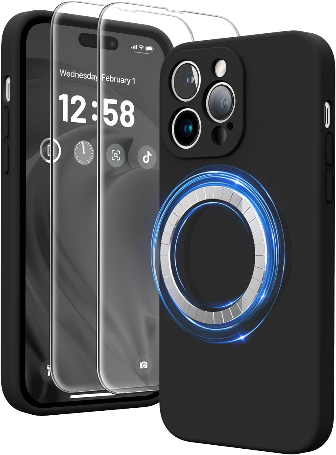 HIKII for Iphone 14 Pro Case Magnetic, Upgraded Silicone [Camera Protection] [Compatible with Magsafe] for Iphone 14 Pro Case with [2 Screen Protectors], 6.1 Inch, Light Brown  HIKII   