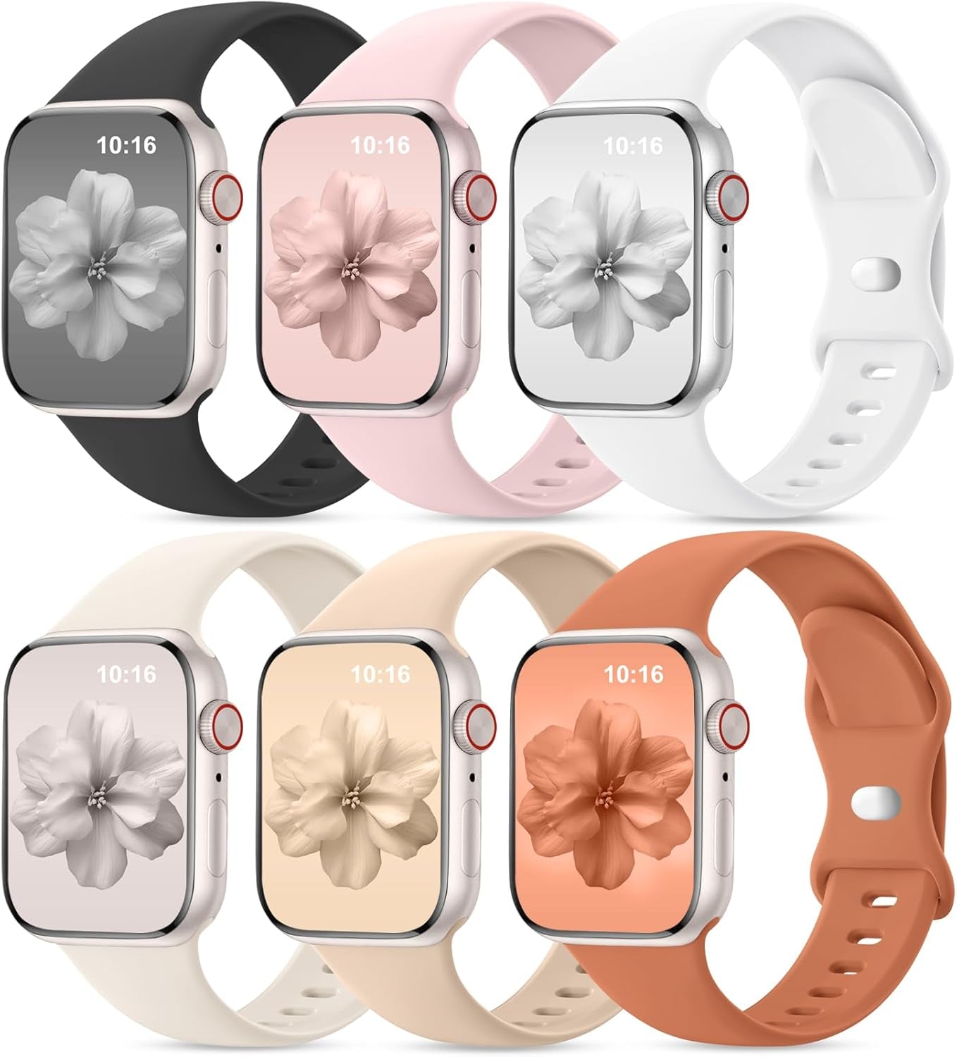 6 Pack Floral Engraved Bands & 6 Pack Sport Bands Compatible with Apple Watch Bands for Women 40Mm 41Mm 38Mm