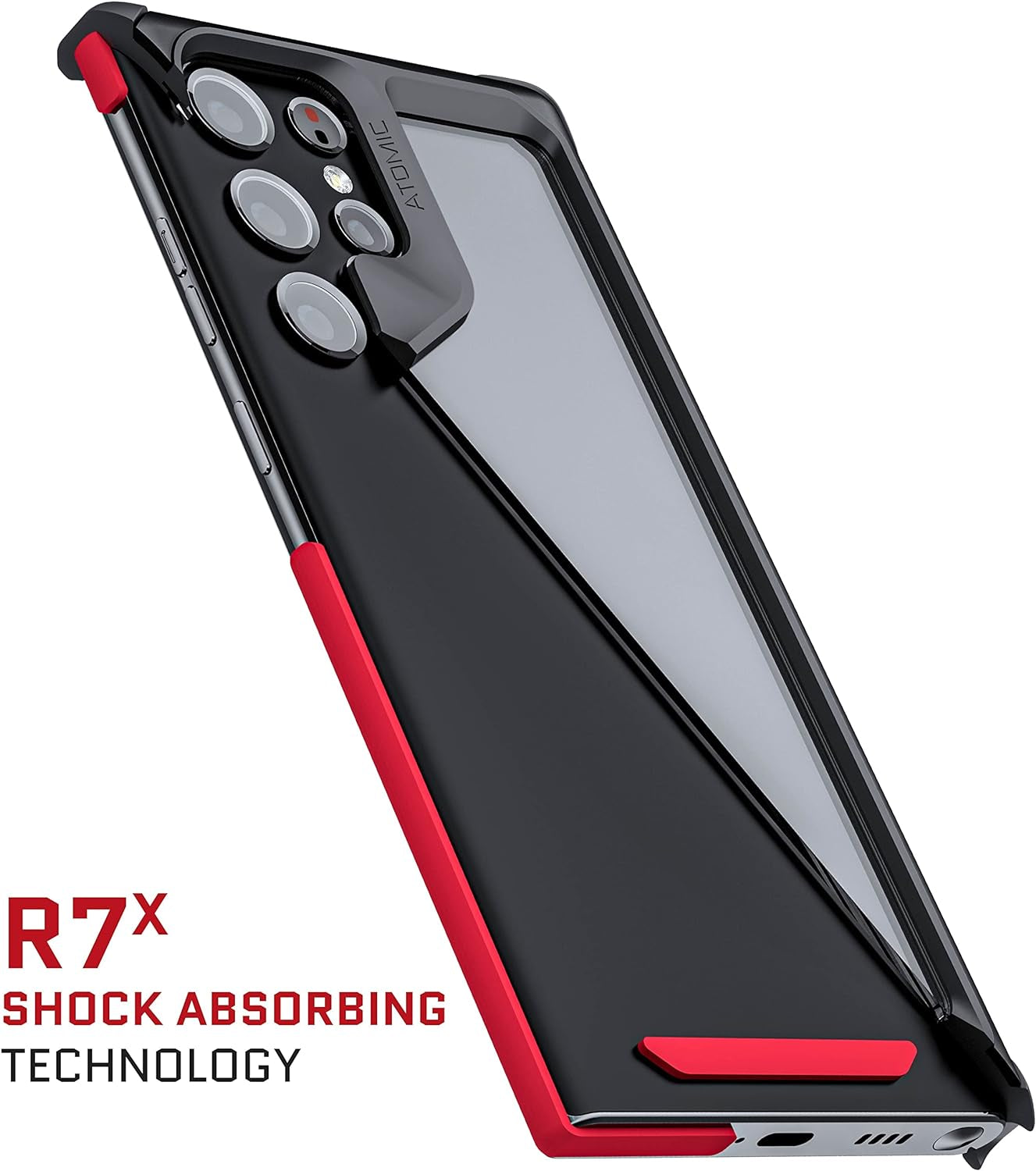 Ghostek ATOMIC Slim S22+ plus Case with Crystal Clear Back and Aluminum Metal Bumper Heavy Duty Protection Wireless Charging Compatible Designed for 2022 Samsung Galaxy S22+ plus 5G (6.6 Inch) (Black)