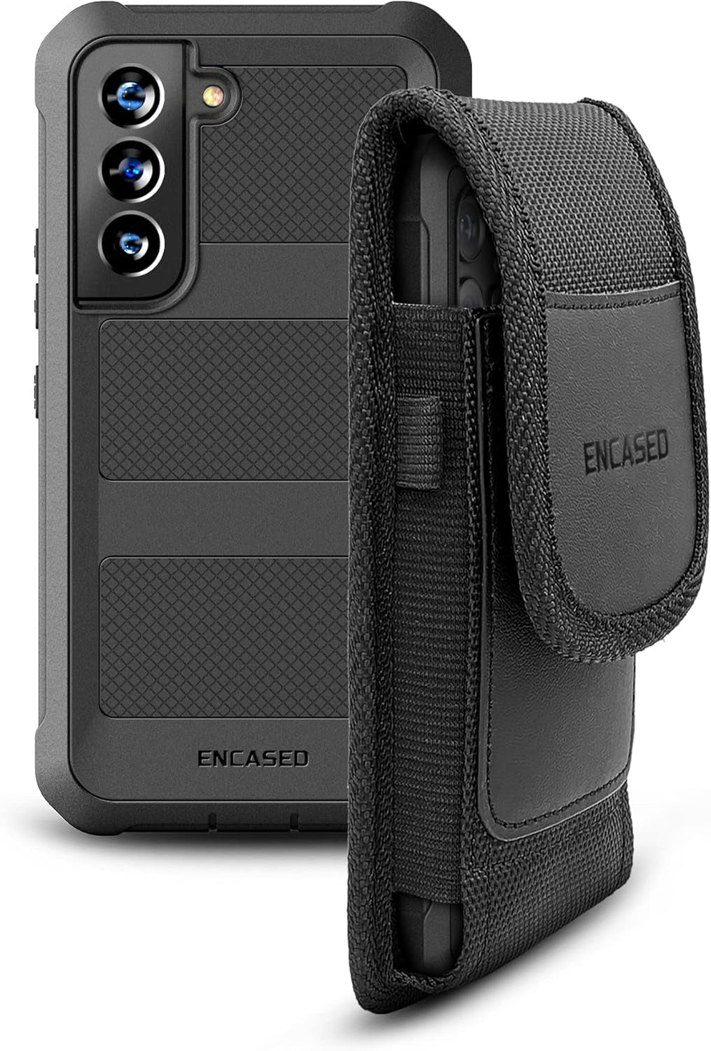 2-In-1 Belt Pouch with Rugged Case for Samsung Galaxy S22 Ultra - Shockproof Cover with Ballistic Nylon Phone Holster Clip (S22 Ultra)