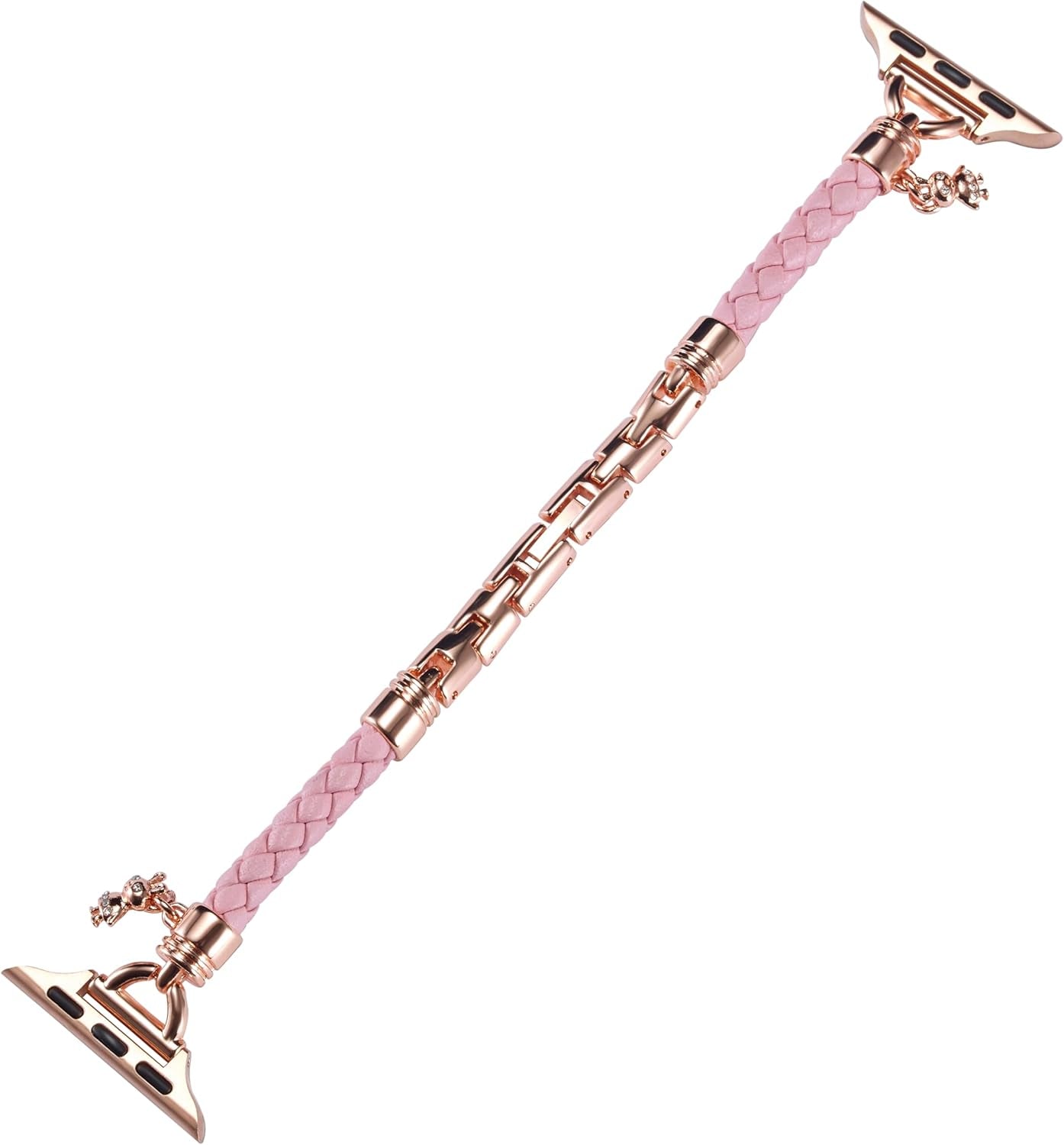 Braided Leather Band Compatible with Apple Watch 38Mm 40Mm 41Mm 42Mm 44Mm 45Mm 49Mm, Bling Crystal Pendant Strap Dressy Metal Bracelet for Iwatch Series 9 8 7 6 5 4 3 2 1 SE Ultra