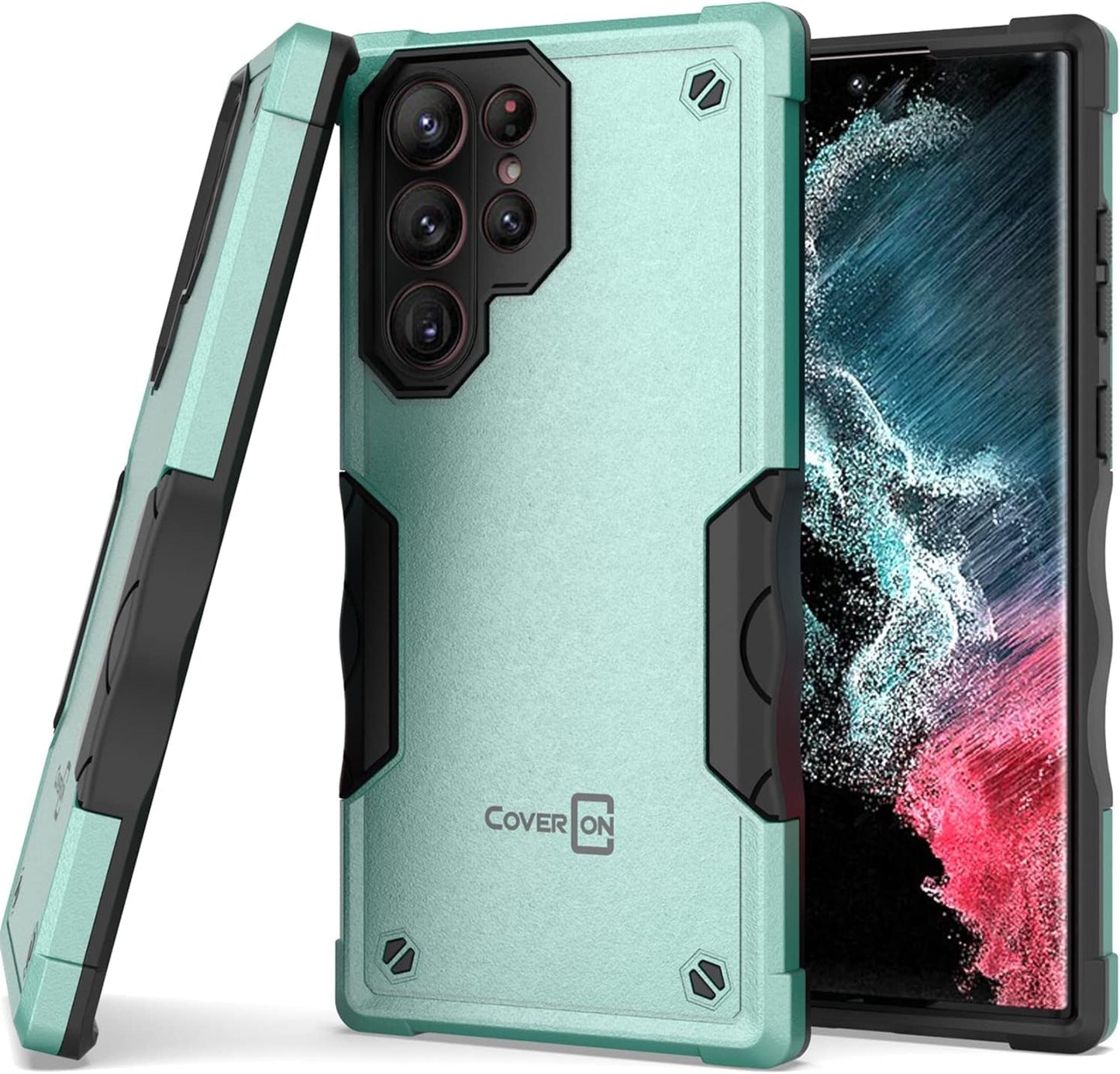 Coveron Rugged Designed for Samsung Galaxy S22 Ultra Case, Military Grade Heavy Duty Phone Cover Grip - Pearl White