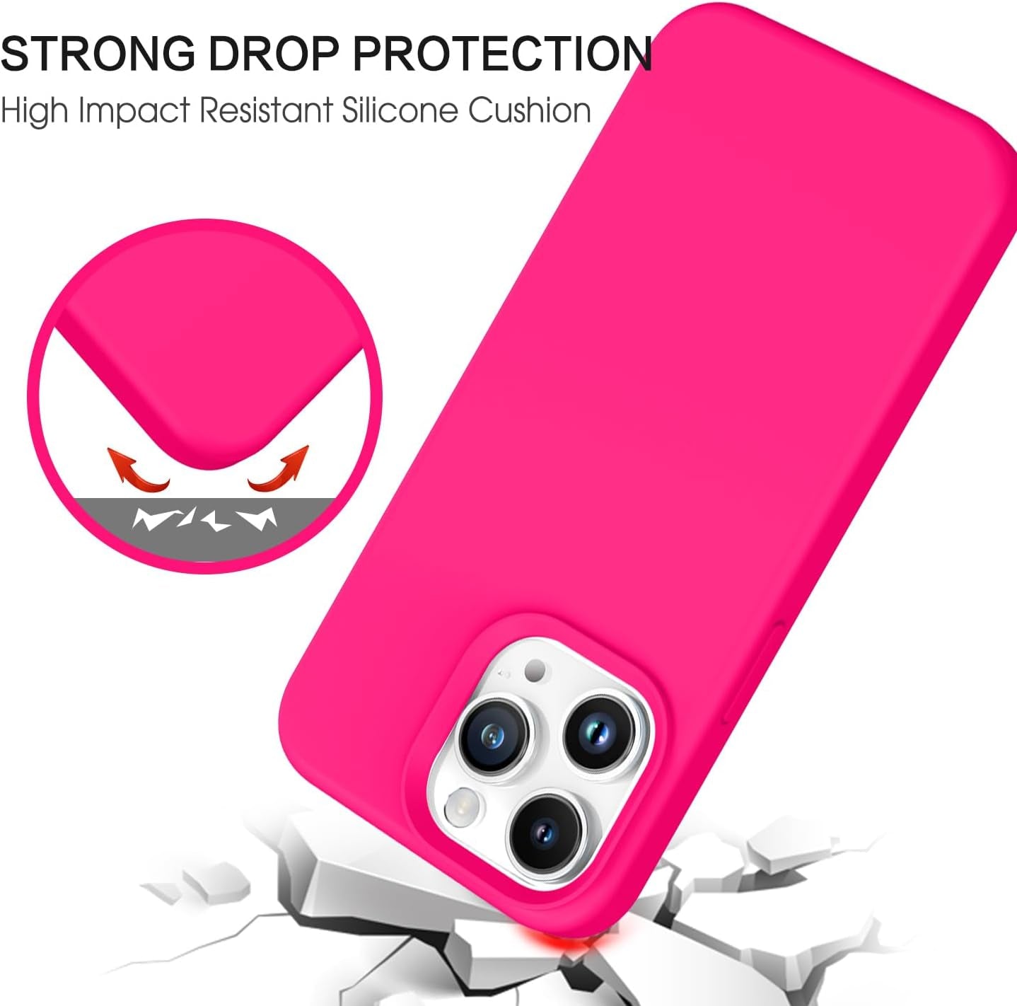BENTOBEN for Iphone 15 Pro Case, Iphone 15 Pro Phone Case, Soft Silicone Gel Bumper Shockproof Phone Case, Anti-Scratch Protective Case Cover with Microfiber Lining for Iphone 15 Pro 6.1", Hot Pink  BENTOBEN   