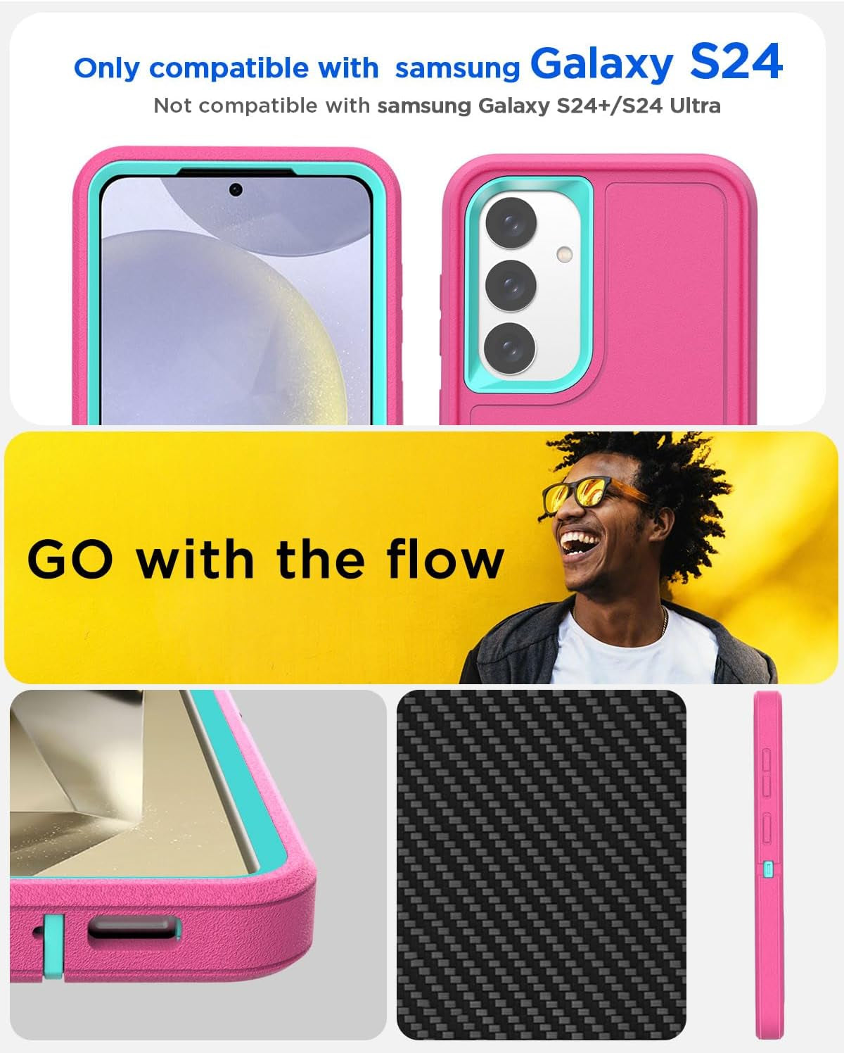 Aicase for Samsung Galaxy S24 Case 5G Built-In Stand with Glass Screen Protector,Heavy Duty Drop Protection Full Body Rugged Shockproof Military Protective Tough Durable Cover for Galaxy S24_6