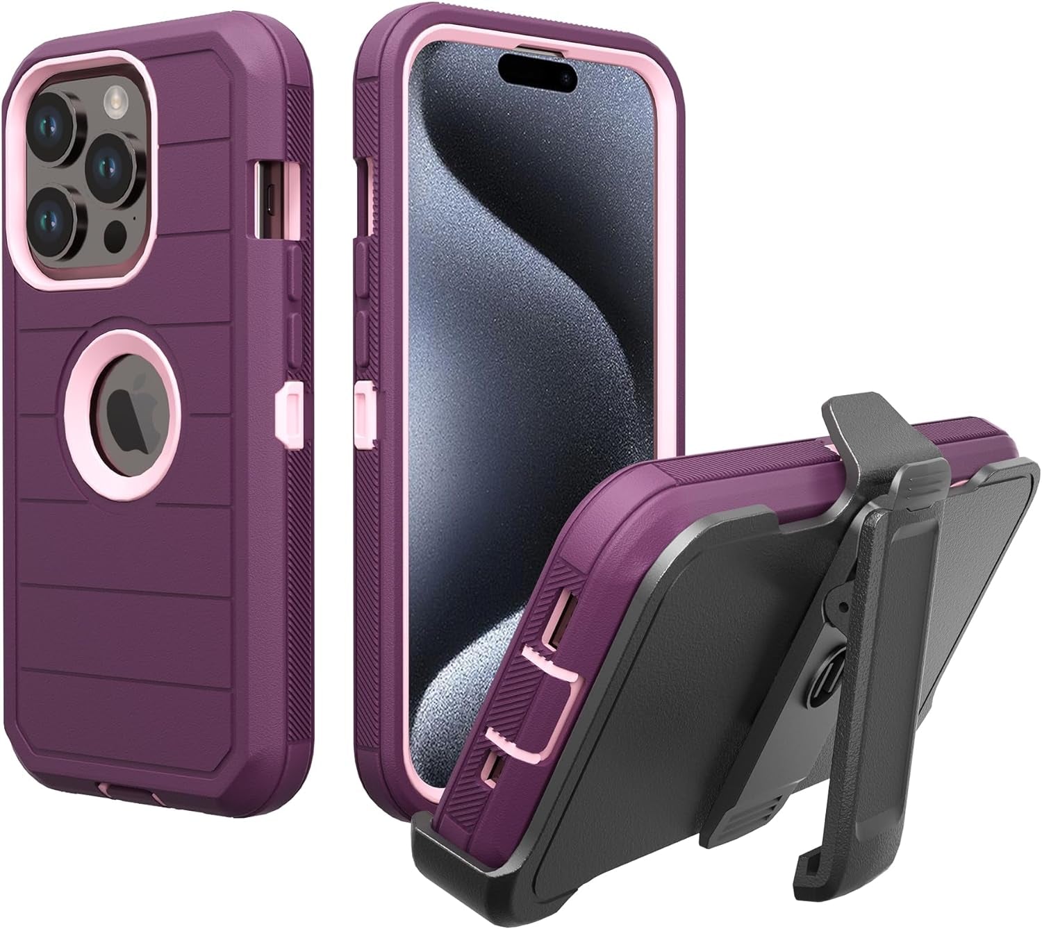 NIFFPD for Apple Iphone 15 Pro Max Case with Belt Clip & Kickstand, Full-Body Protection Multi Layers Rugged Case with Belt Holster for Apple Iphone 15 Pro Max 6.7 Inch 2023(Green+White)  NIFFPD   