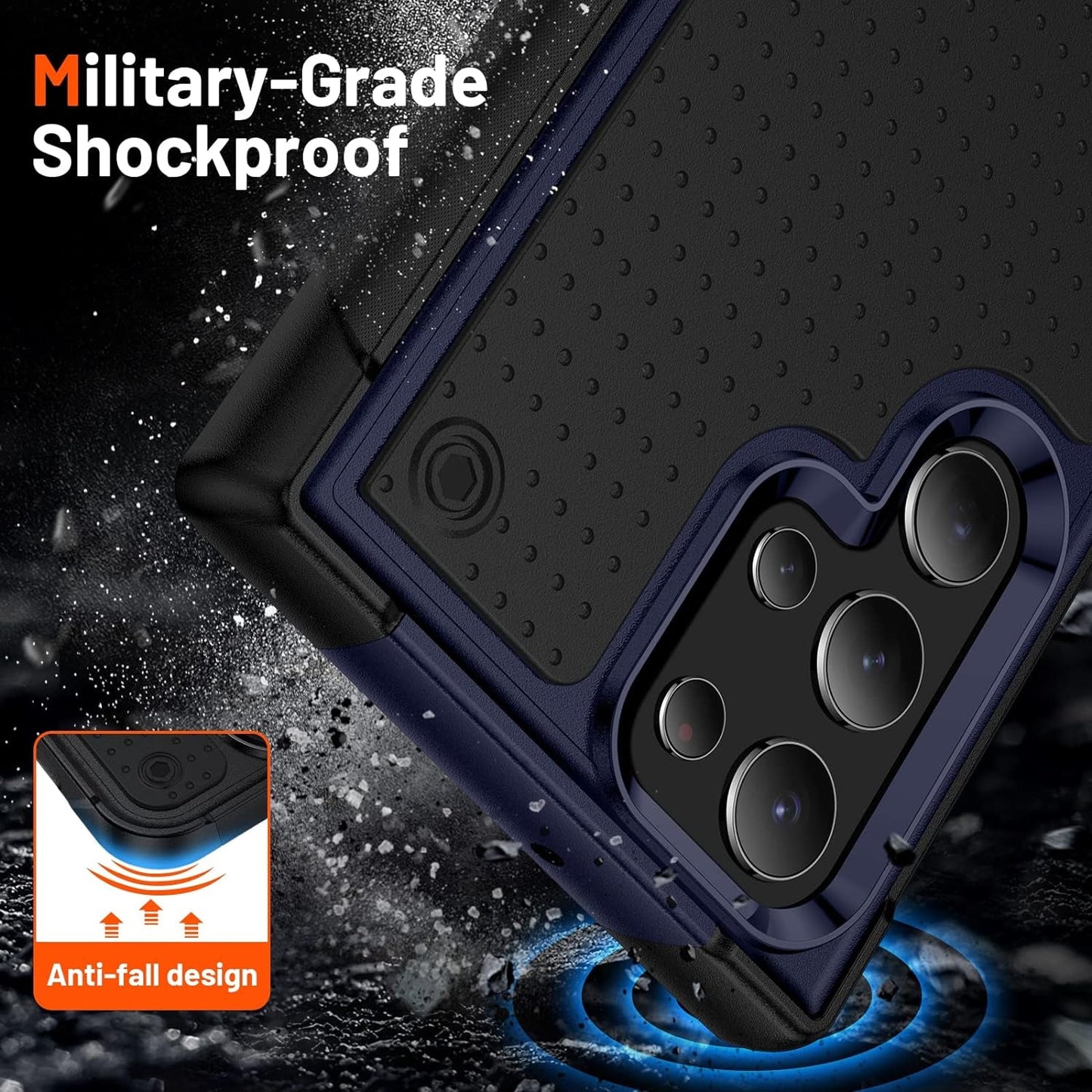 Designed for Samsung Galaxy S22 Ultra Case Gift Militay Grade Drop Protective Rugged Heavy Duty Cover Shockproof Case for Galaxy S22 Ultra Phone Case for Women Men Boy Girl (Blue+Black)