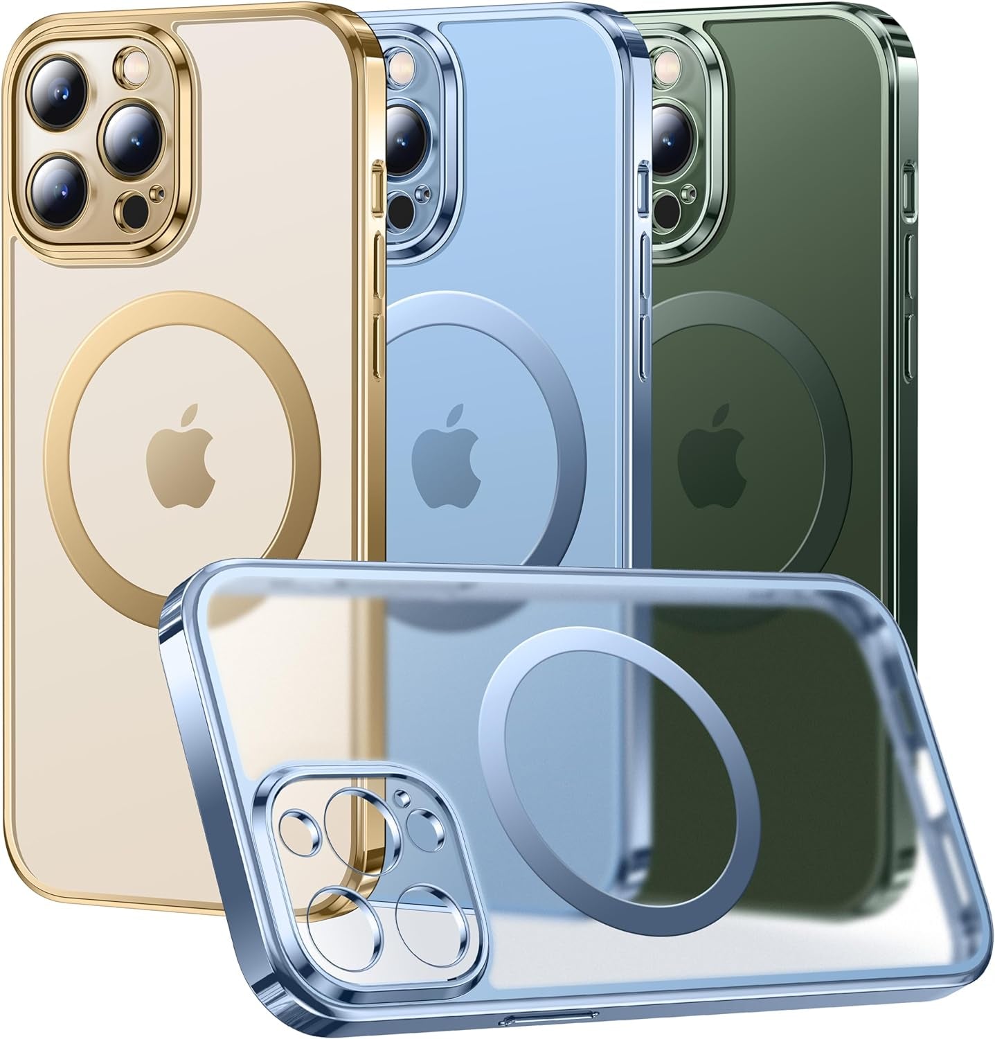 Alphex Polished Titanium for Magsafe Iphone 14 Pro Case, [12FT Military Grade Shockproof] Official Color Match for Iphone, Matte Back, Shockproof Bumper, Magnetic Phone Cover 6.1 Inch, Silver  Alphex B-Sierra Blue Iphone 13 Pro Max 6.7'' 