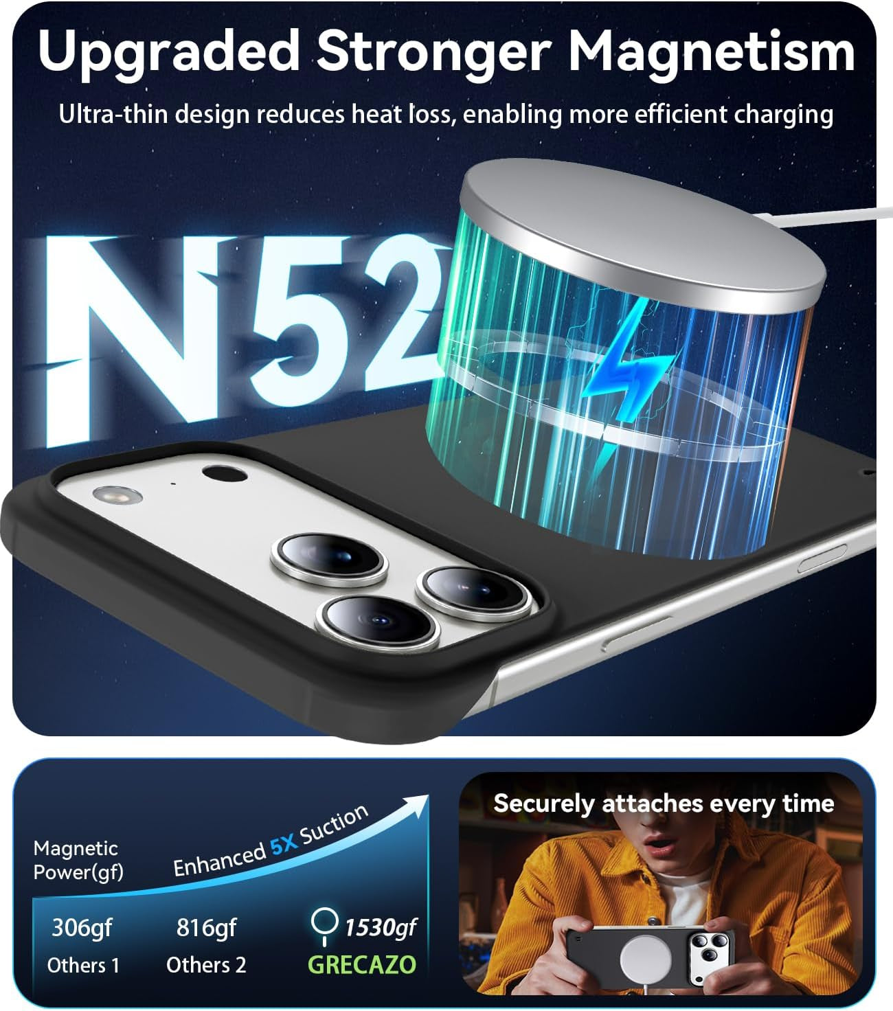 Magnetic Slim Case Fit for Iphone 17 Pro Max Phone Case 6.9"(2025) Ultra-Thin Lightweight Durable Frameless Matte Hard for Magsafe Cover Case with Pull Ring Shockproof Non Slip Rope-Black