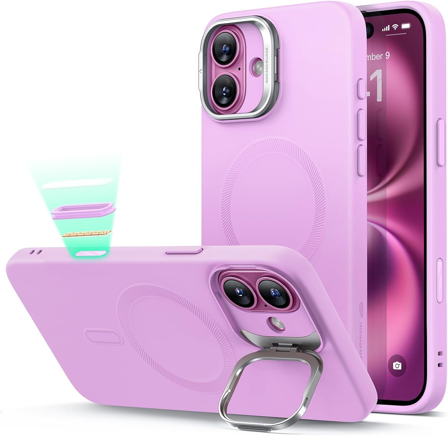 ESR for Iphone 17 Pro Max Case with Stash Stand, Camera Control Cover Compatible with Magsafe, Military-Grade Drop Protection Phone Case for Iphone 17 Pro Max, Scratch-Resistant Back Cover, Clear