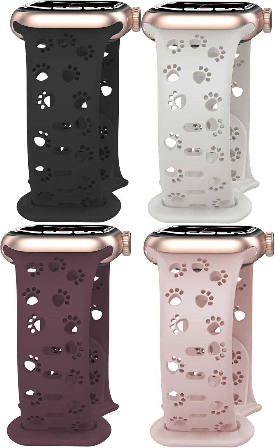 4 Pack Silicone Bands Compatible with Apple Watch Band 38Mm 40Mm 41Mm 42Mm 44Mm 45Mm 49Mm, Hollow-Out Design Wristbands Soft Sport Breathable Watch Bands for Iphone Iwatch Ultra SE Series 9 8 7 6 5 4 3 2 1