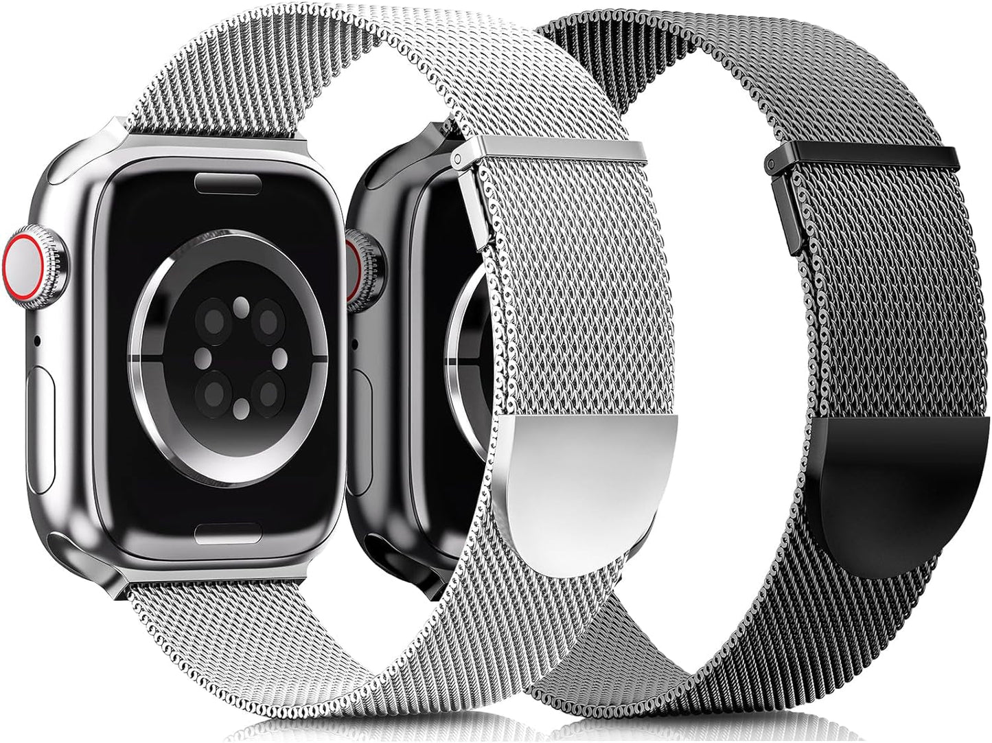2 Pack Metal Magnetic Band Compatible with Apple Watch Bands 38Mm 40Mm 41Mm 42Mm 44Mm 45Mm 49Mm Women Men,Milanese Loop Stainless Steel Mesh Adjustable Strap for Iwatch Series 9 8 7 6 5 4 3 2 SE Ultra