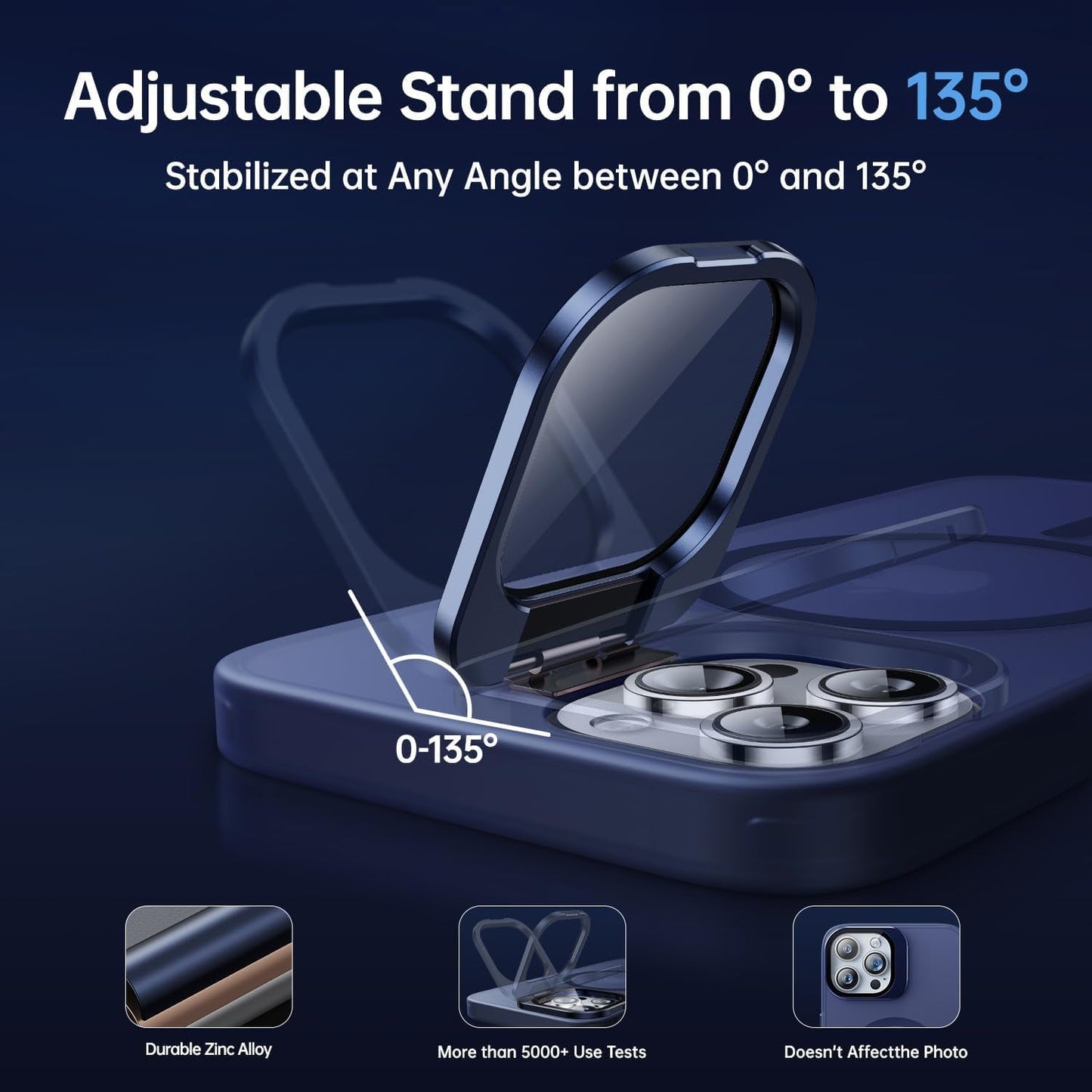 Degeca for Iphone 14 Pro Case, Military Grade Drop Protection, Compatible with Magsafe, Built-In Stash Stand & Camera Lens Protector, Magnetic Phone Case 6.1", Blue  degeca   