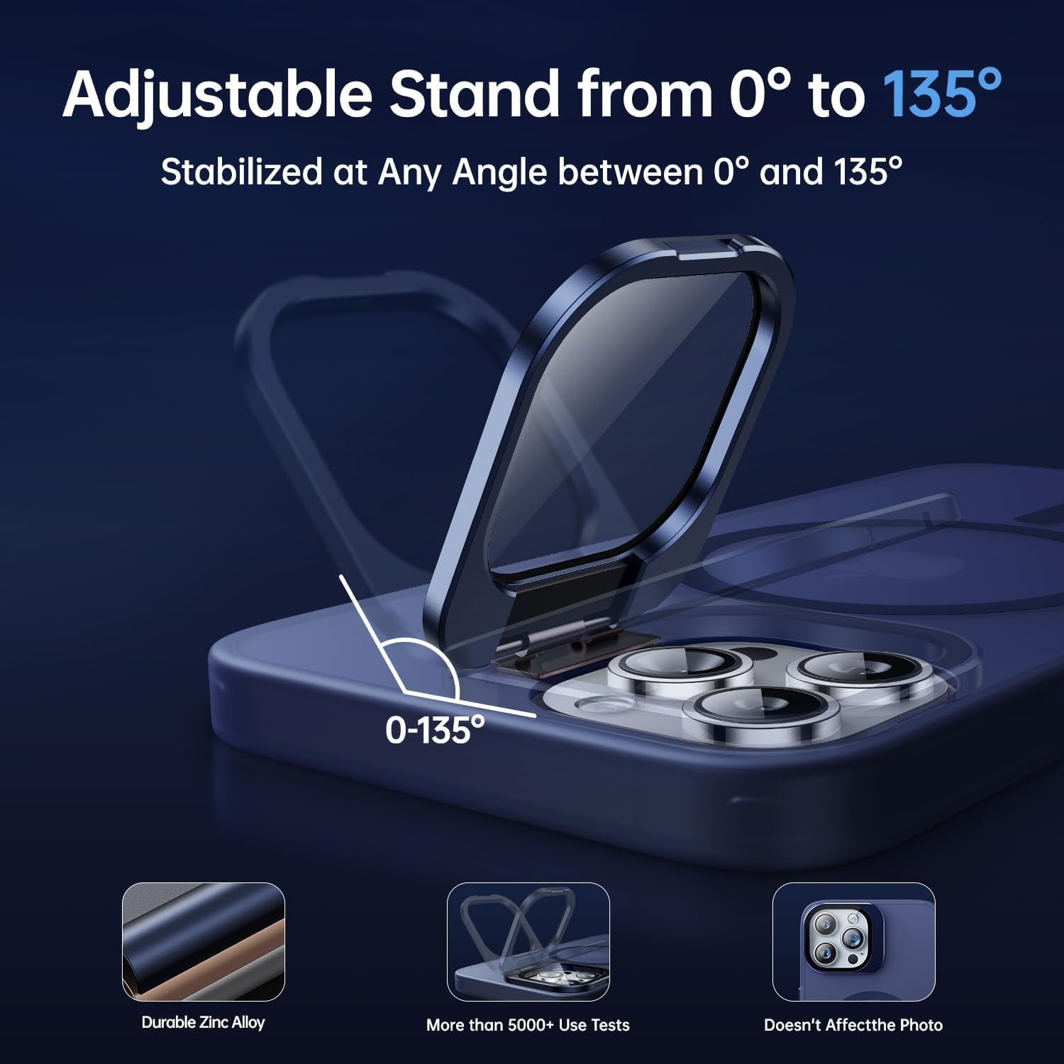 Degeca for Iphone 14 Pro Case, Military Grade Drop Protection, Compatible with Magsafe, Built-In Stash Stand & Camera Lens Protector, Magnetic Phone Case 6.1", Blue  degeca   