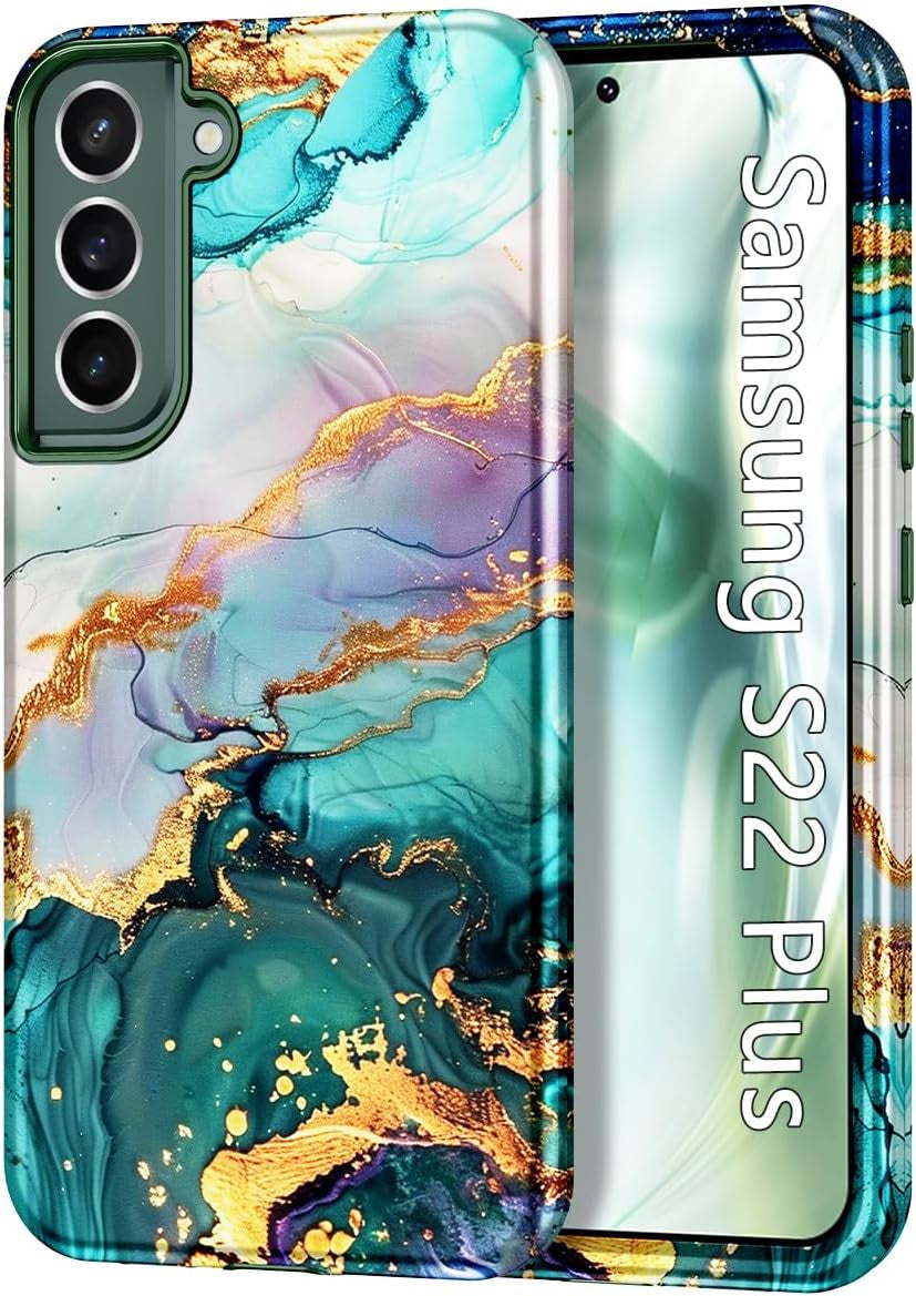 Btscase for Samsung Galaxy S22 plus Case, [Military Grade Drop Tested] Marble Pattern Design Slim Rugged Shockproof Women Girls Men Protective Anti-Scratch Cover for Galaxy S22 plus 5G, Cobalt Blue