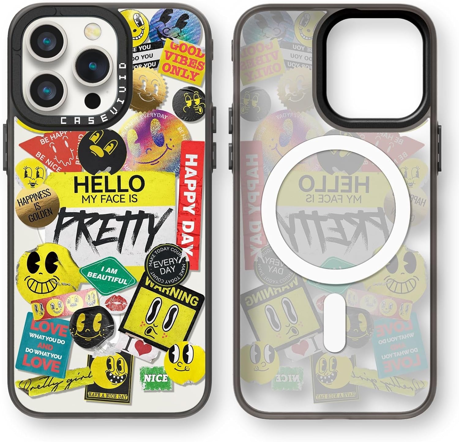 Casevivid Compatible for Iphone 15 Pro Case Cute Aesthetic - Durable Fashion Funny Phone Case - Girly Butterfly Pattern Print Cover Design for Woman Girl 6.1 Inches Black  CASEVIVID   