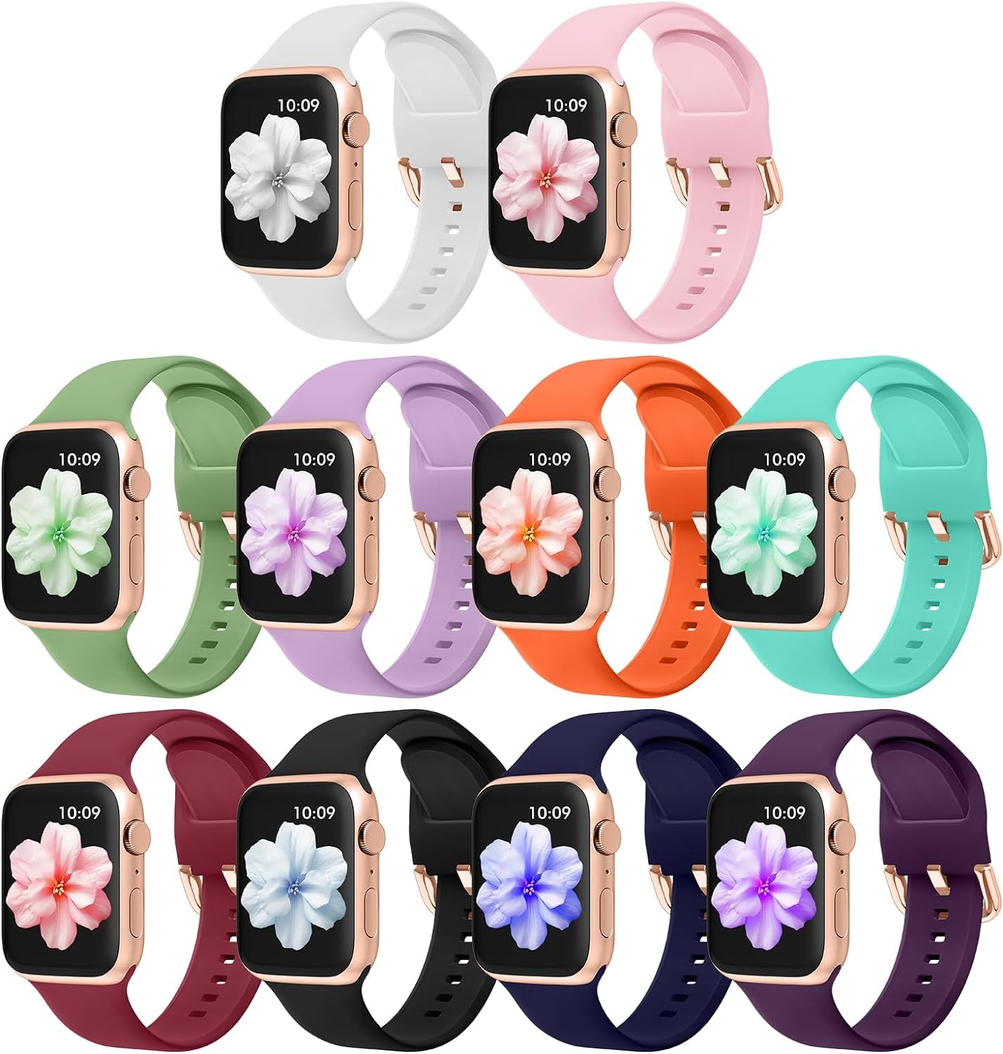 15-Pack Bands Compatible for Apple Watch Bands 42Mm 44Mm 45Mm 38Mm 40Mm 41Mm 49Mm Women Men, Soft Sport Silicone Strap for Iwatch Band Series 9 8 7 6 5 4 3 2 1 SE