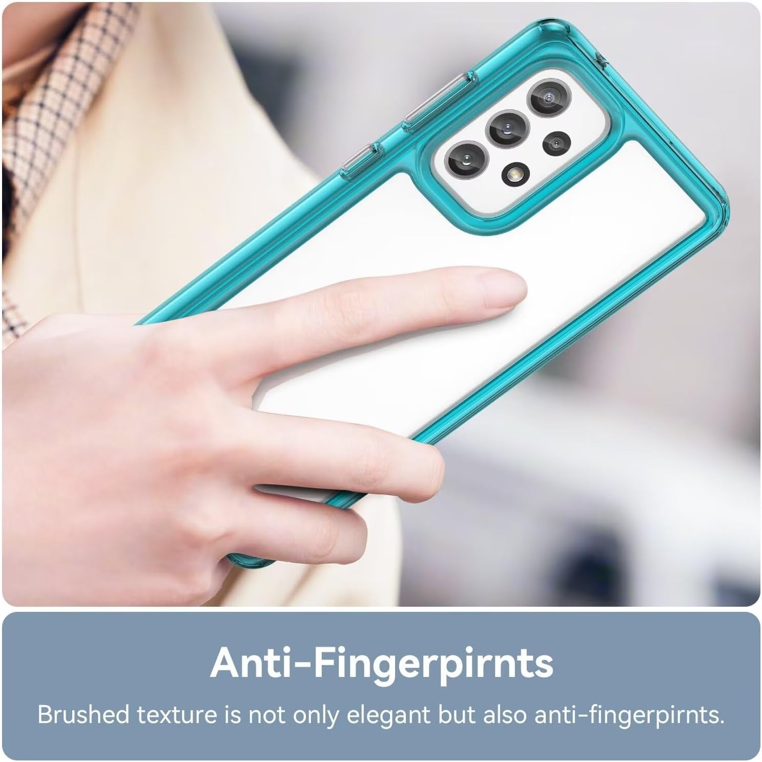 Case for Galaxy A53 5G Case/Samsung A53 SM-A536U Case with Tempered Glass Screen Protector, Clear Hard PC Back & Soft TPU Bumper Protective Phone Cover for Samsung Galaxy A53 5G Crystal Blue