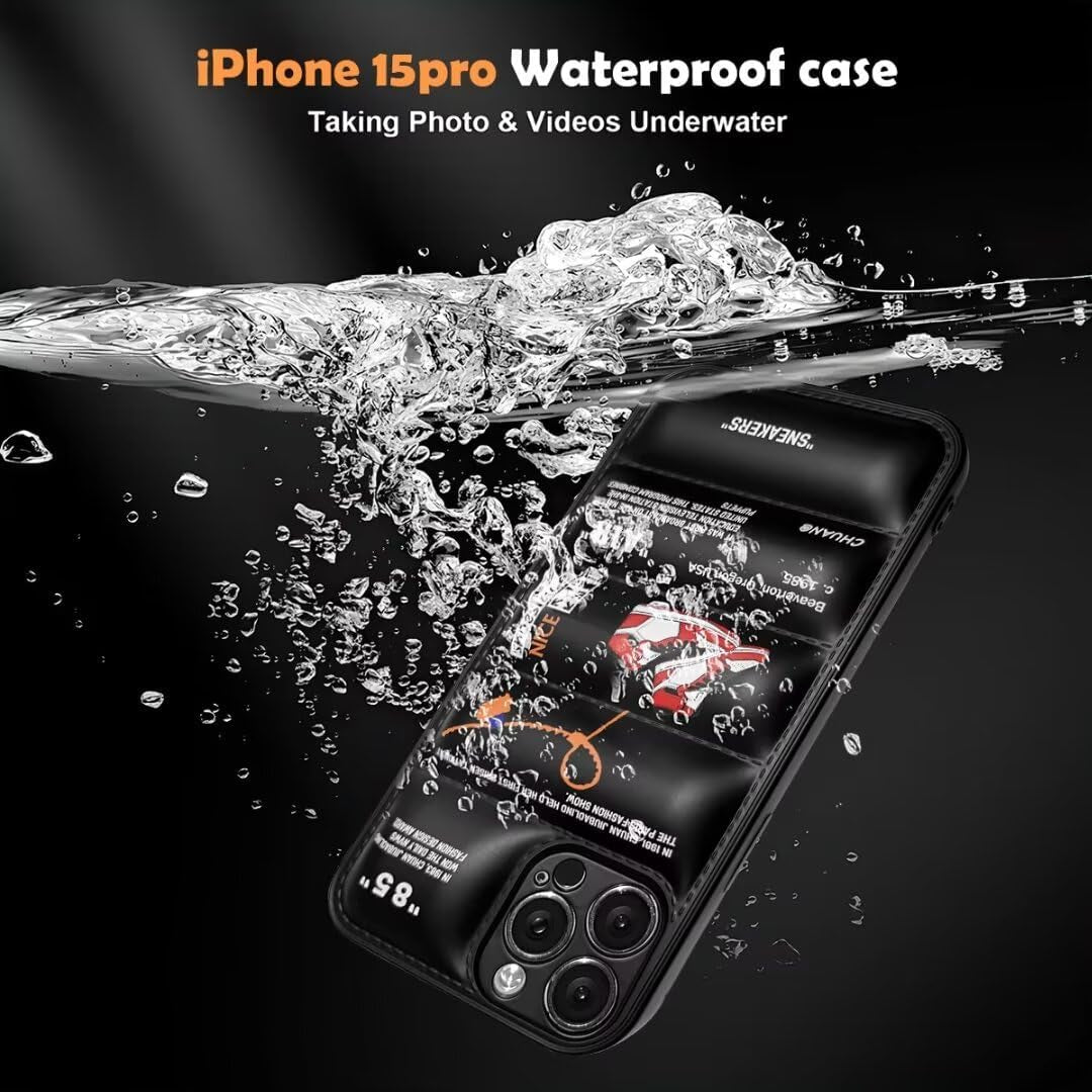 Cool Aesthetic Phone Case for Iphone 15 Pro Case for Boys Men Drop-Resistant Lens Protection Red Basketball Sneaker Street Design Shockproof Designer Cases Compatible with Iphone 15 Pro Case Black  VVVLGD   