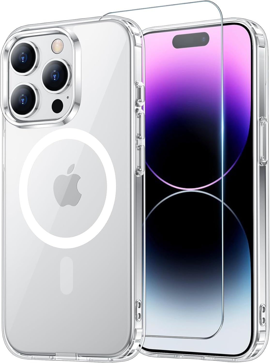 Temdan for Iphone 17 Pro Max Case Clear with Screen Protector, Compatible with Magsafe, Anti-Yellowing, Military-Grade Protection, Shockproof Slim Magnetic Phone Case Cover, Transparent