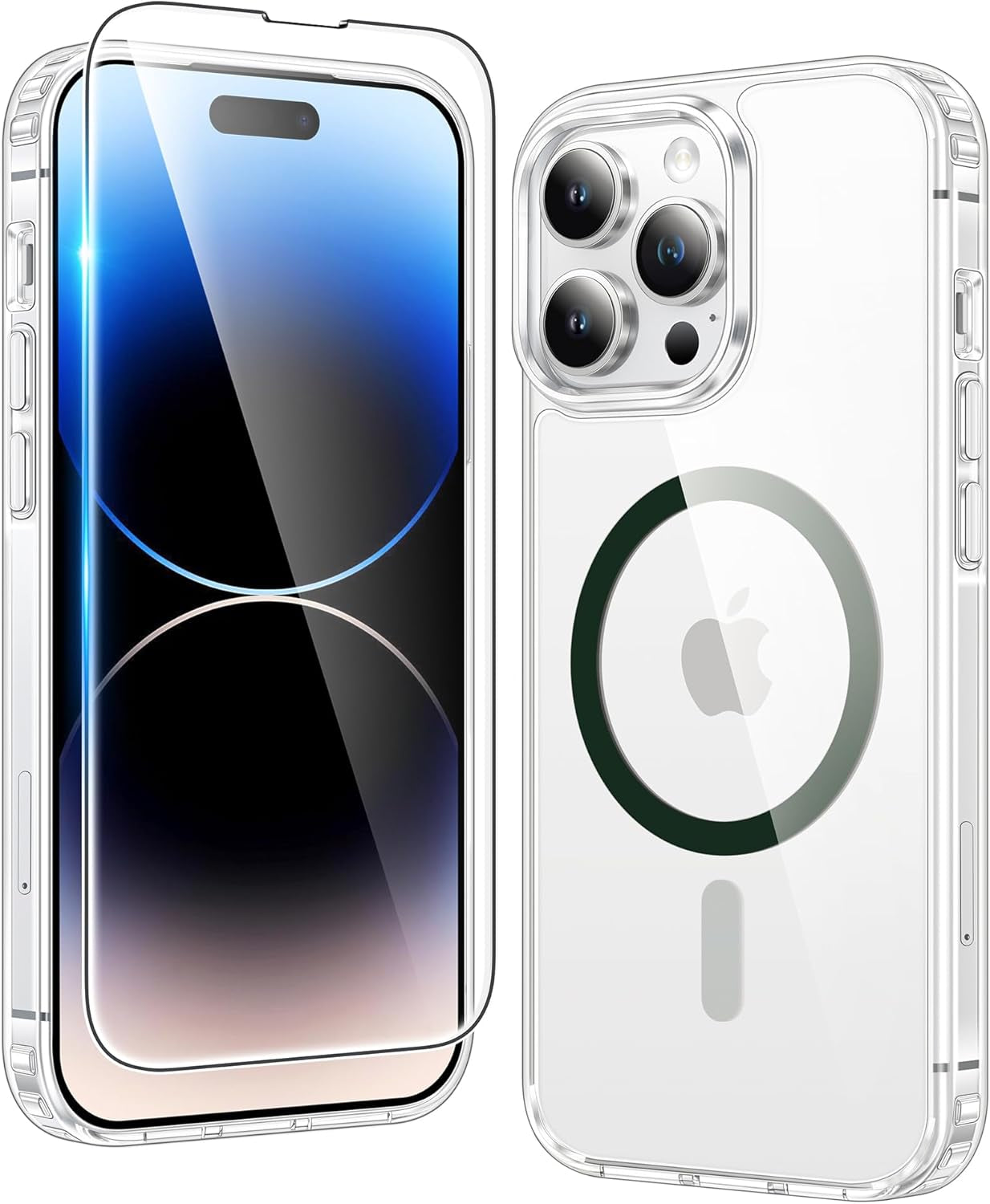 FNTCASE for Iphone 17 Pro-Max Case: Clear Magnetic Phone Cases with Screen Protector Compatible with Magsafe Slim anti Yellowing Rugged Shockproof Protective Transparent Cell Cover (A-Clear)