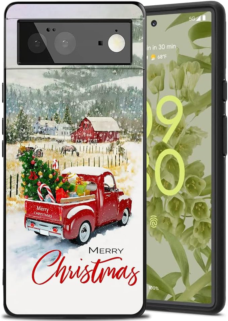 Compatible with Google Pixel 6 Case, Aesthetic Pattern Design, Full Body Protection Shockproof Cover Case for Google Pixel 6 5G 6.4" (Moon Starry Mountains)  MSEAANBK Christmas Tree Red Truck  