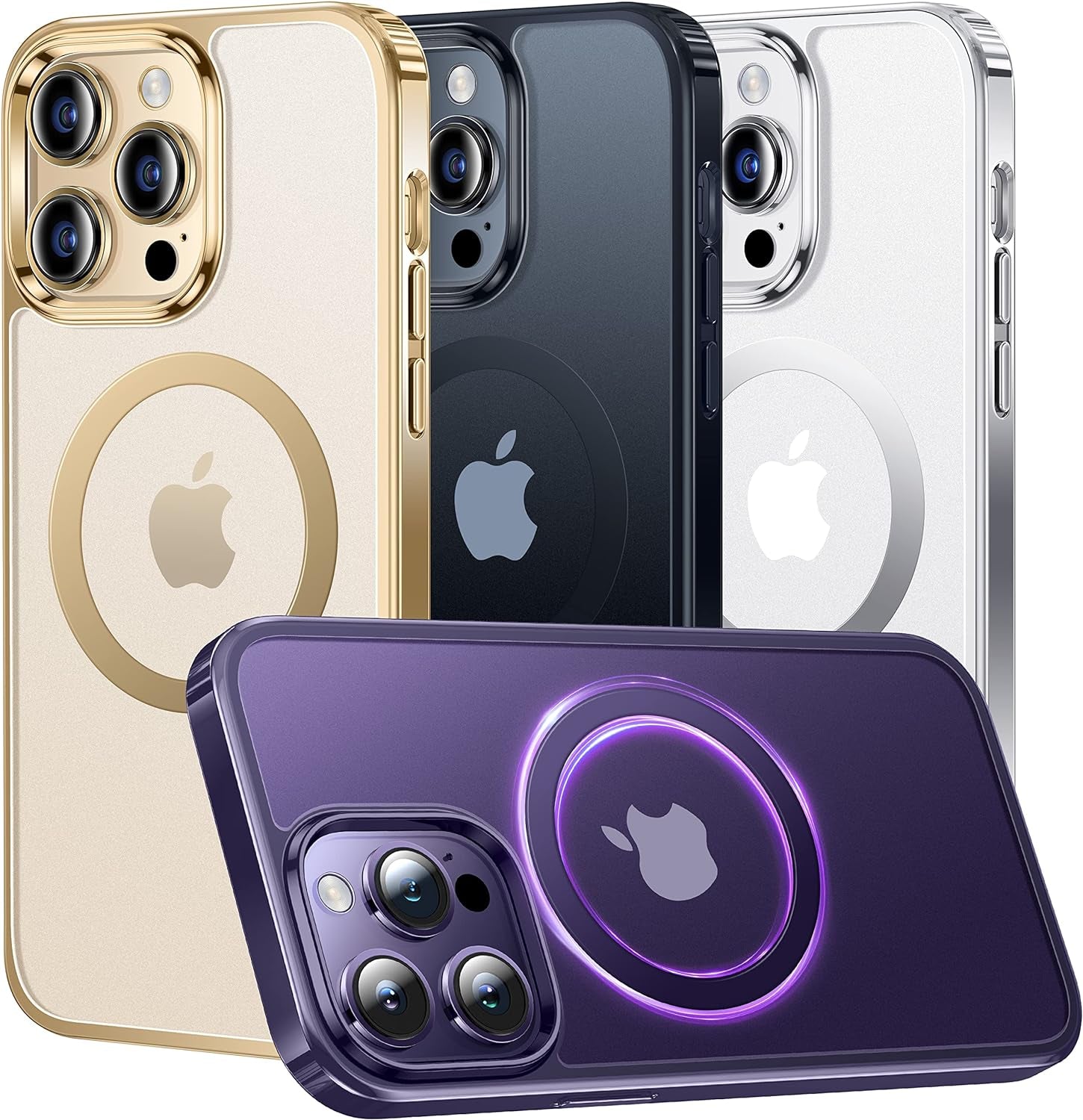 Alphex Polished Titanium for Magsafe Iphone 14 Pro Case, [12FT Military Grade Shockproof] Official Color Match for Iphone, Matte Back, Shockproof Bumper, Magnetic Phone Cover 6.1 Inch, Silver  Alphex   