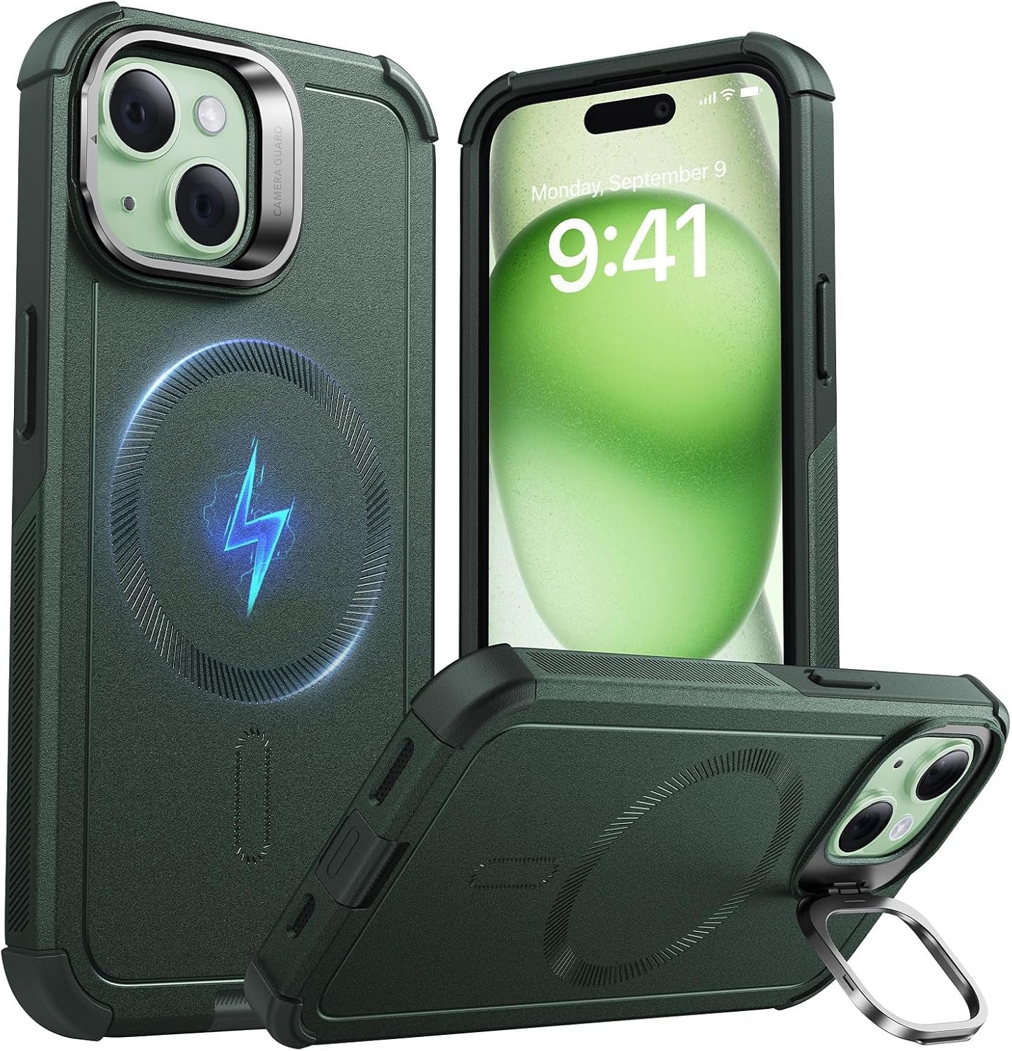 ESR for Iphone 17 Pro Case with Stash Stand, 7X Military-Grade Drop Protection with Camera Control, Shock-Absorbing Phone Rugged Cover, Compatible with Magsafe Accessories, Cyber Series, Black