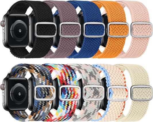 Compatible with Apple Watch Bands 38Mm 40Mm 41Mm 42Mm 44Mm 45Mm,Adjustable Soft Solo Loop with Buckle Woven Elastic Sport Bands for Iwatch Series SE/8/7/6/5/4/3/2/1