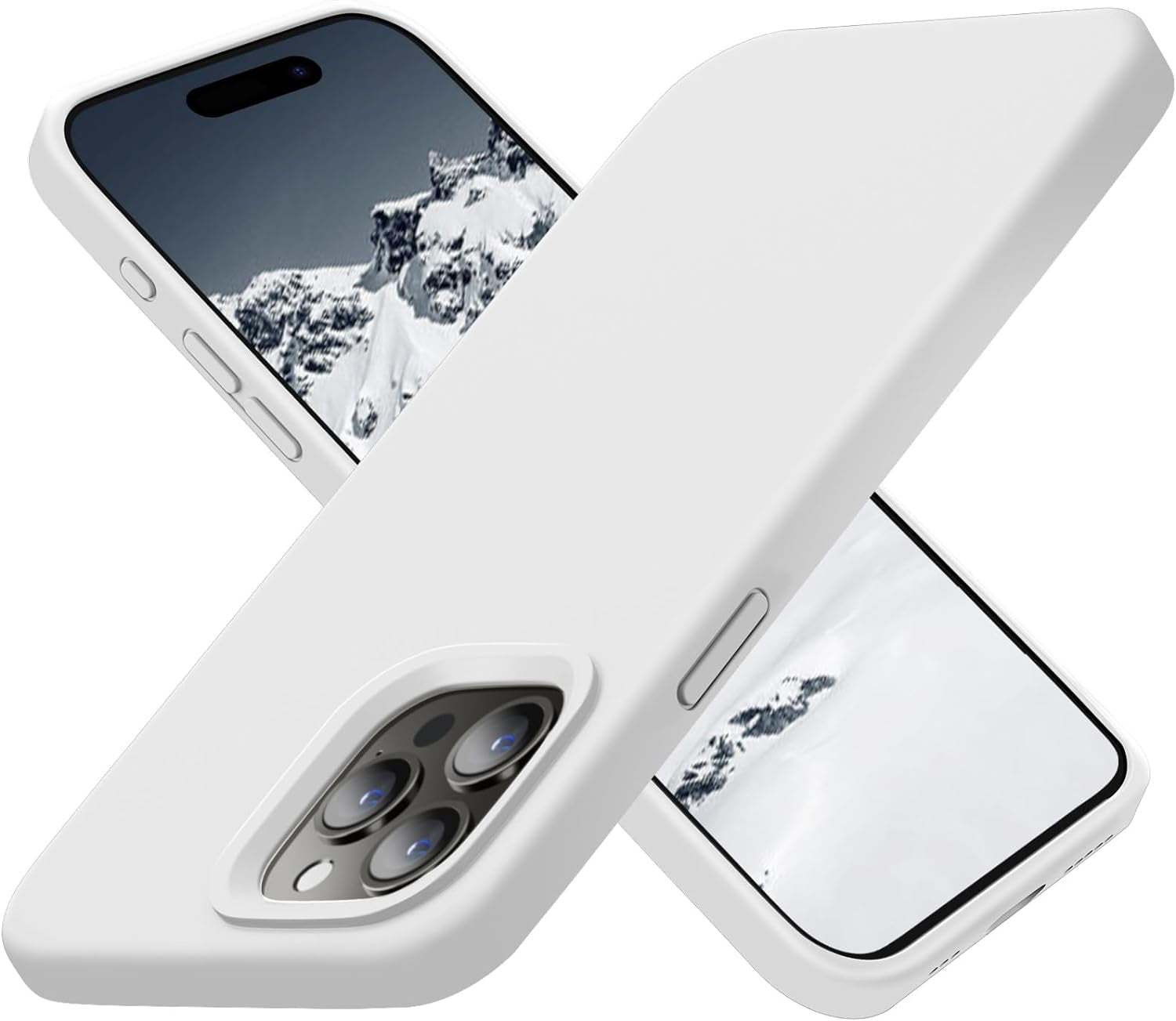 Cordking Designed for Iphone 15 Pro Case, Silicone Ultra Slim Shockproof Protective Phone Case with [Soft Anti-Scratch Microfiber Lining], 6.1 Inch, Alpine Green  Cordking White  