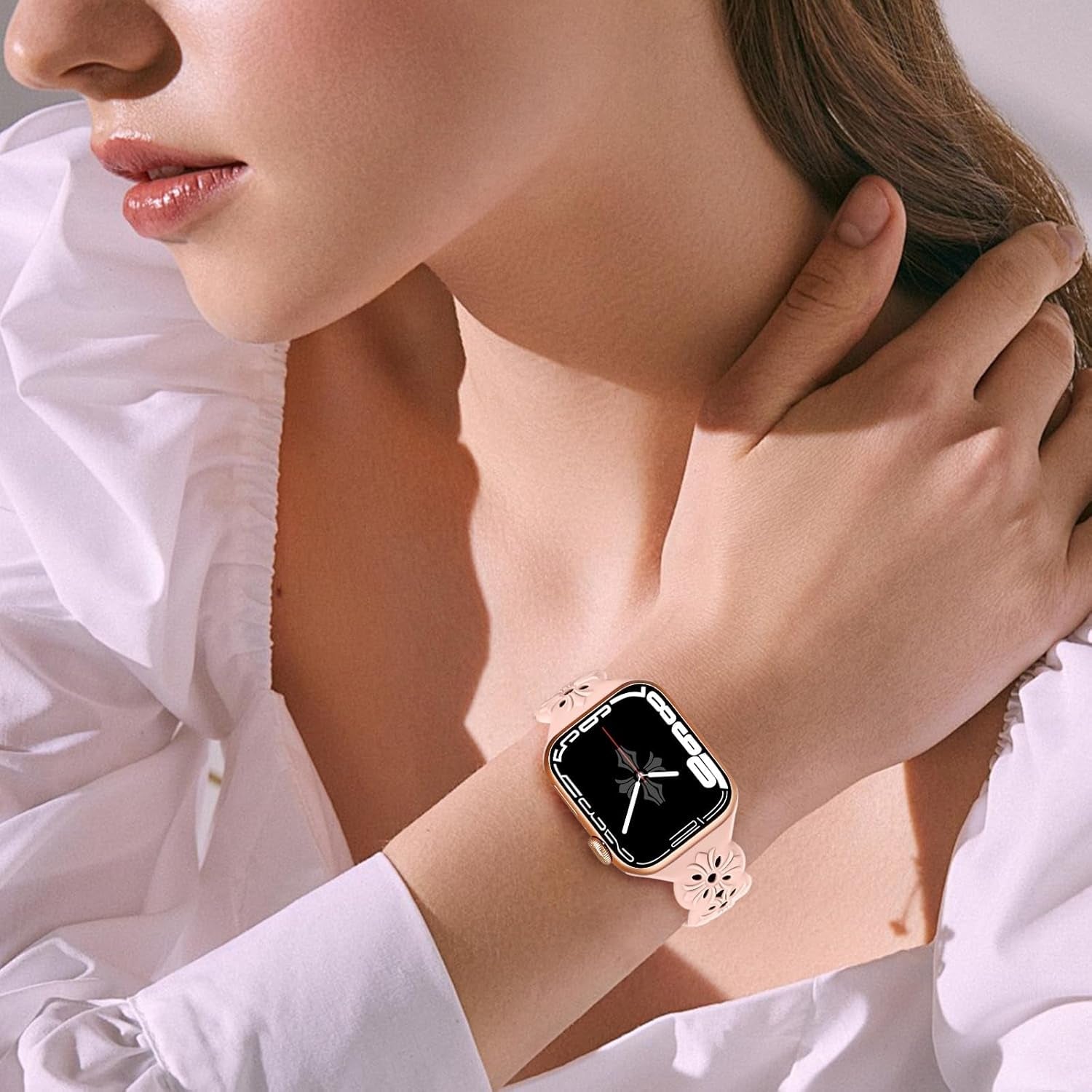 3 Pack Engraved Lace Silicone Bands Compatible with Apple Watch Band 38Mm 40Mm 41Mm 42Mm 44Mm 45Mm 49Mm Women Men, Slim Thin Hollow-Out Sport Strap for Iwatch Series 9/8/7/6/5/4/3/2/1 SE Ultra 2/1