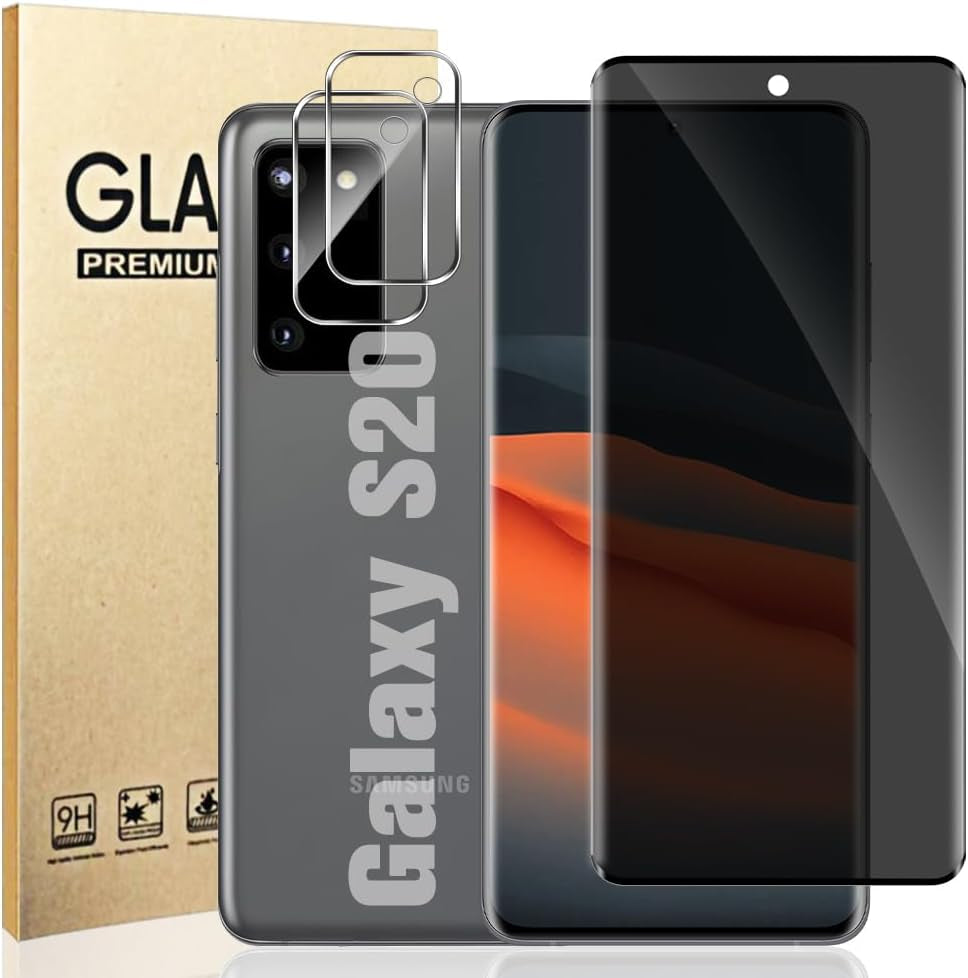 2+2 Pack Galaxy S22 Ultra 5G Privacy Screen Protector and Camera Lens Protection,Anti-Spy Tempered Glass, 3D Full Coverage, Fingerprint Unlock, Free of Bubbles for Samsung Galaxy S22 Ultra 6.8 Inch