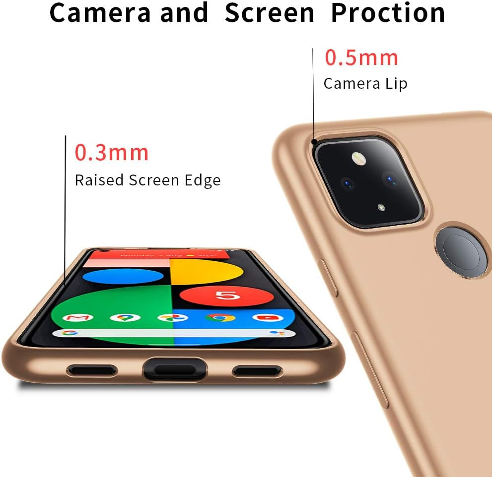 X-Level Google Pixel 5 5G Case Slim Fit Mobile Phone Case Soft Flexible TPU [Guardian Series] Matte Finish Ultra-Thin Light Coating Grip Full Protective Cell Phone Back Cover for Google 5 5G-Gold  pipilu   