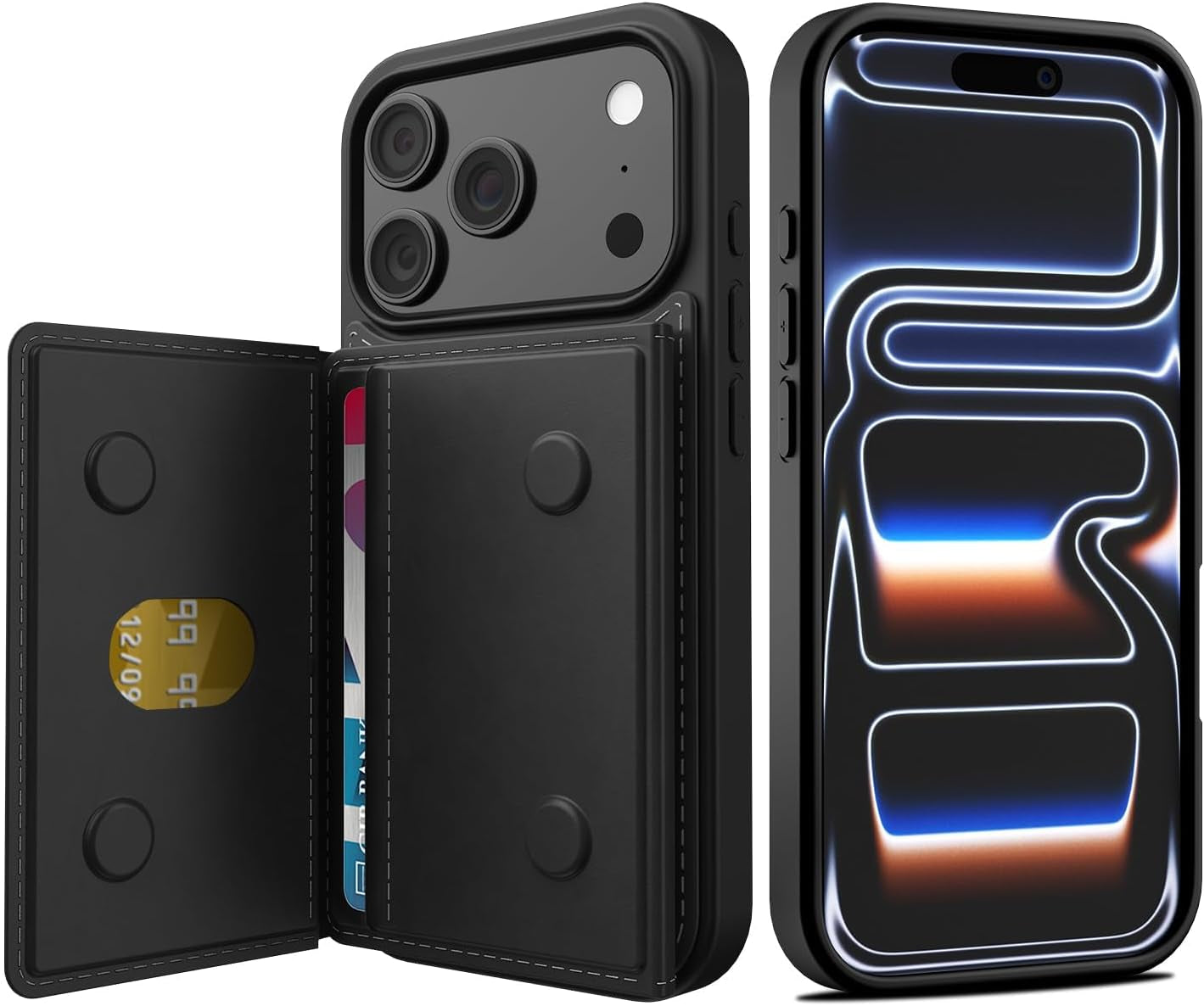 Designed for Iphone 17 Pro Max Case Wallet with Card Holder, [Magnetic Clasp Cover] [RFID Blocking Leather Protection] Shockproof Women Men Cases 6.9 Inch for Apple 17 Pro Max, Black