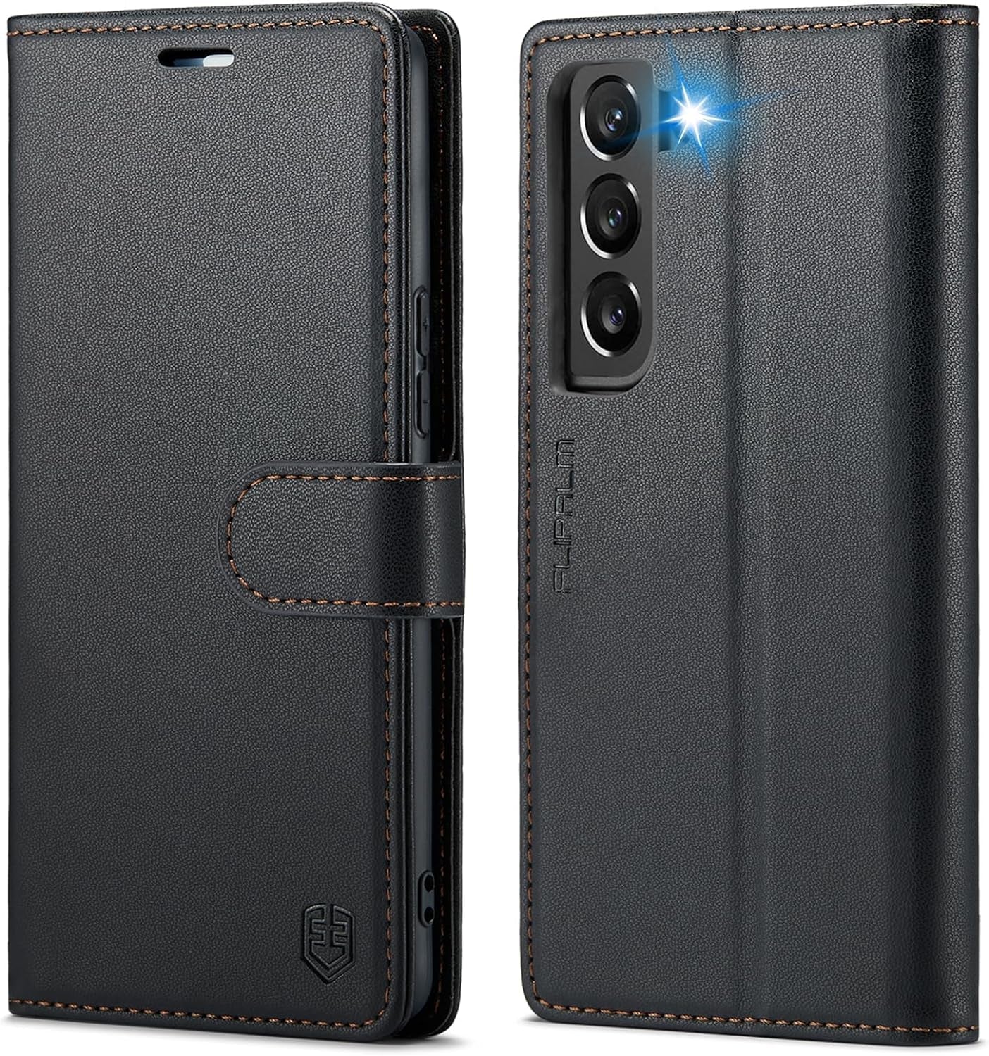 For Samsung Galaxy S22 Plus/S22+ Wallet Case with RFID Blocking Credit Card Holder, PU Leather Folio Flip Kickstand Shockproof Cover Women Men for Samsung S22 plus Phone Case(Blue-Green)