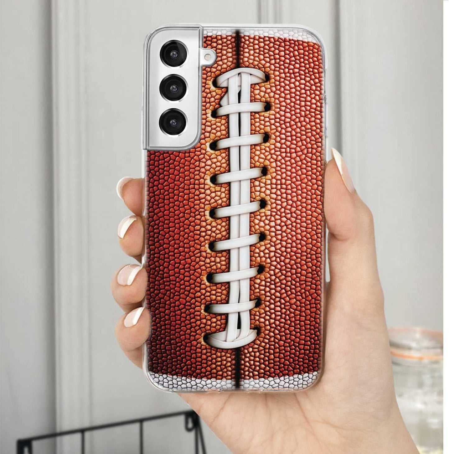 For Galaxy S22 plus Case,Samsung S22 plus Case for Girl Women Men, Shockproof Slim Soft TPU Clear Protective Phone Case Cover with Design for Galaxy S22+,Funny Sports Design Brown Football