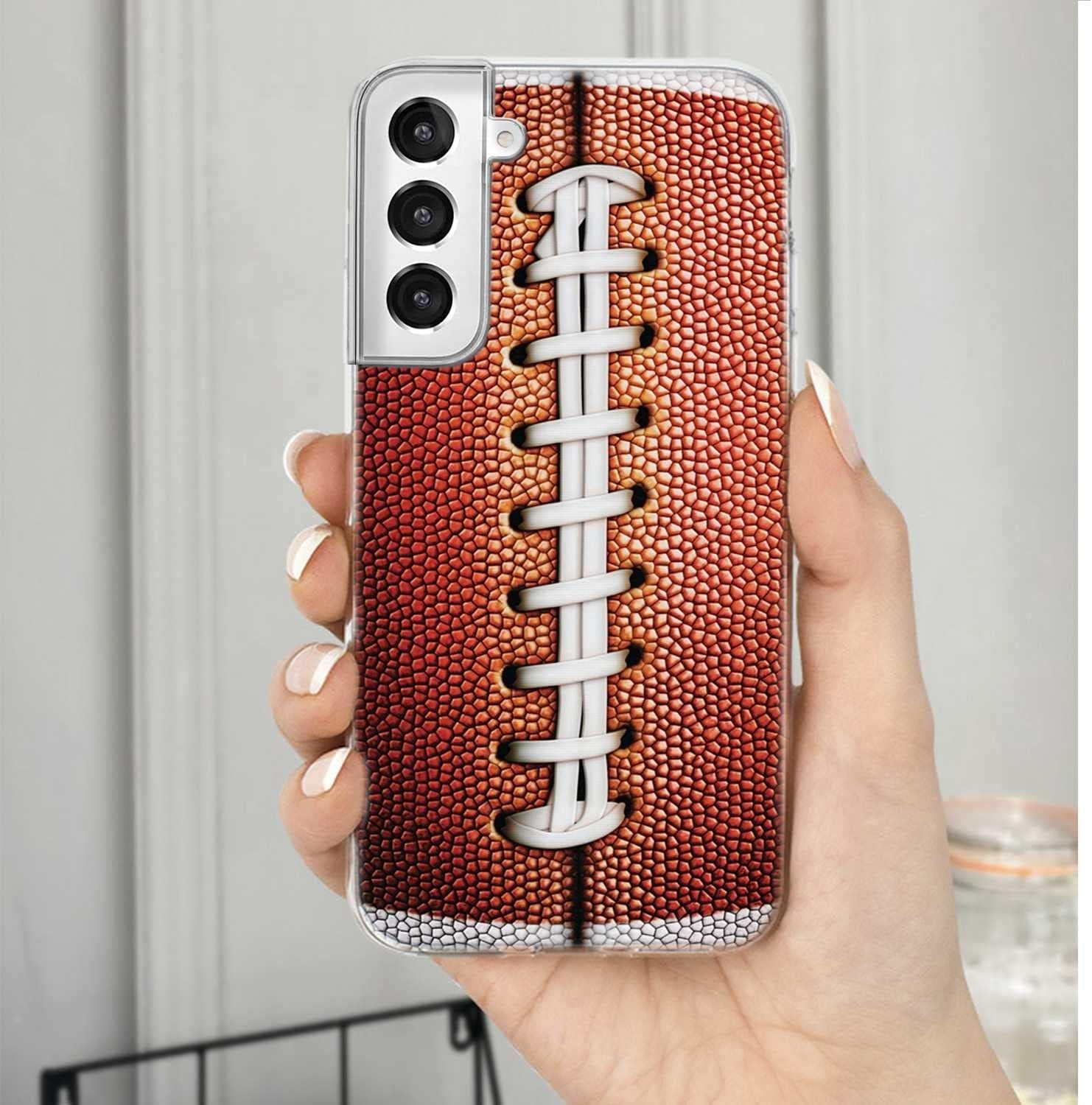 For Galaxy S22 plus Case,Samsung S22 plus Case for Girl Women Men, Shockproof Slim Soft TPU Clear Protective Phone Case Cover with Design for Galaxy S22+,Funny Sports Design Brown Football