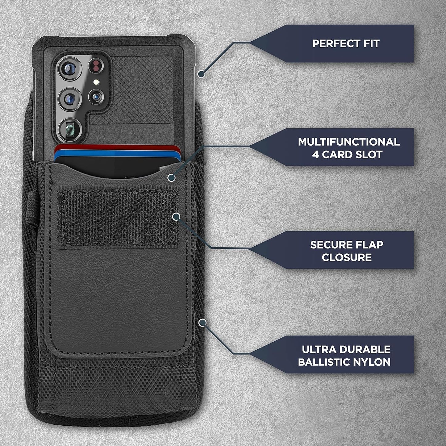 2-In-1 Belt Pouch with Rugged Case for Samsung Galaxy S22 Ultra - Shockproof Cover with Ballistic Nylon Phone Holster Clip (S22 Ultra)