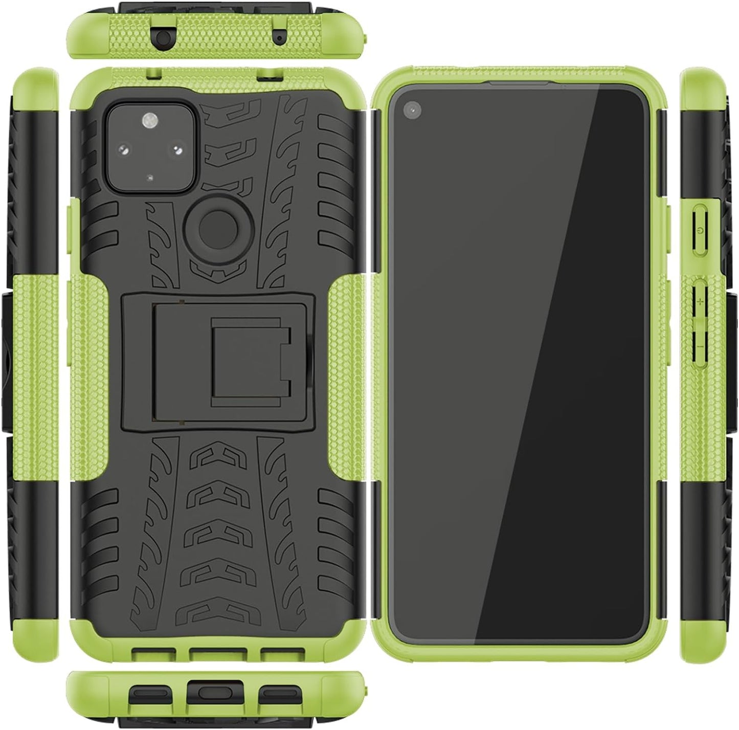 Asuwish Phone Case for Google Pixel 4A 5G 6.2 with Tempered Glass Screen Protector and Slim Stand Hybrid Heavy Duty Rugged Protective Cell Cover Pixel4A5G UW Pixel4A 5G Pixle A4 G5 4A5G Women Green  Asuwish   