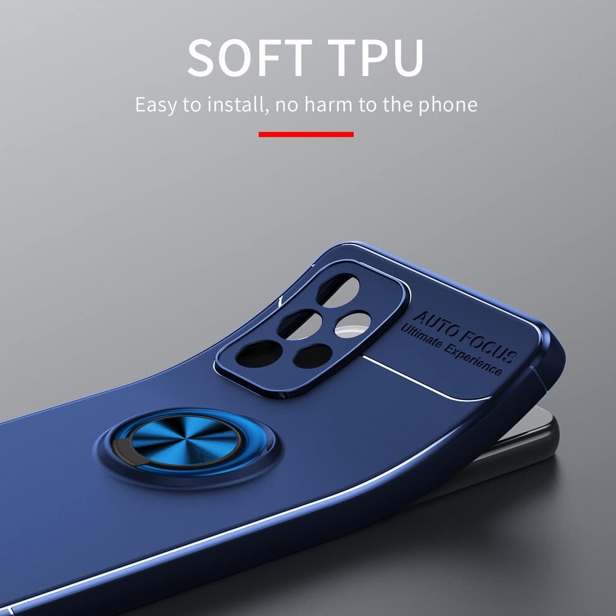 Asuwish Phone Case for Samsung Galaxy A53 5G 2022 with Tempered Glass Screen Protector Cover and Ring Holder Stand Slim Protective Cell Accessories Gaxaly A53 G5 Galaxies 53A SM A536U Women Men Blue