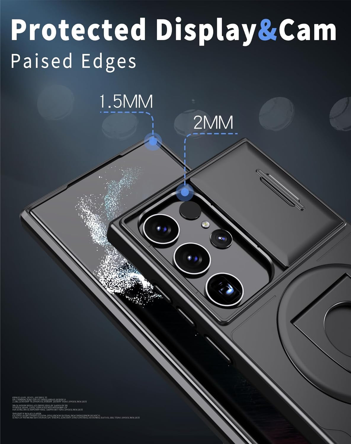 For Samsung Galaxy S22 Ultra Mag-Safe Kickstand Case with Slide Camera Cover,Slim Shockproof Military Heavy Duty Anti-Drop Full Body Protection,360 Rotating Stand Magnetic Phone Case(Black)