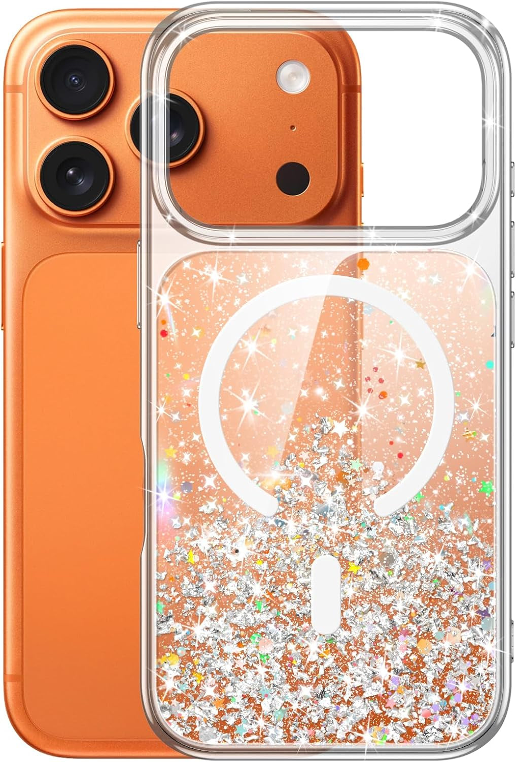 Jetech Glitter Case for Iphone 17 Pro Max 6.9-Inch Compatible with Magsafe, Clear Cute Bling Sparkle for Women and Girls, Shiny Shockproof Magnetic Sparkly Phone Cover (Clear)