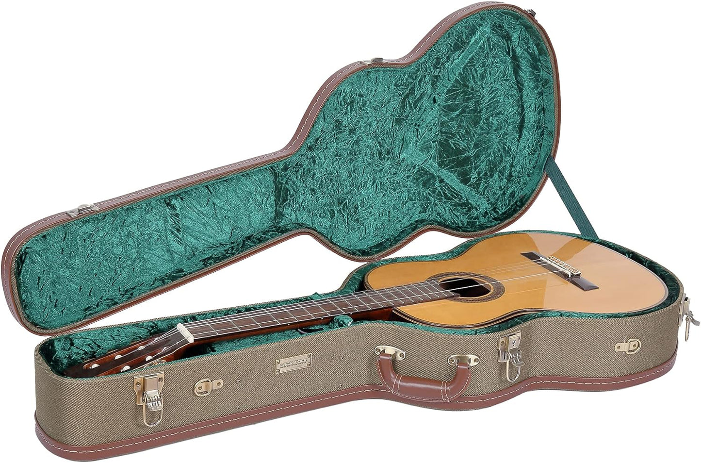 Crossrock Hard-Shell Wood Case for Les Paul Electric Guitars with Removable Shoulder Straps-Tweed(Crw700Ltw)  Crossrock Green 4/4 Classical 
